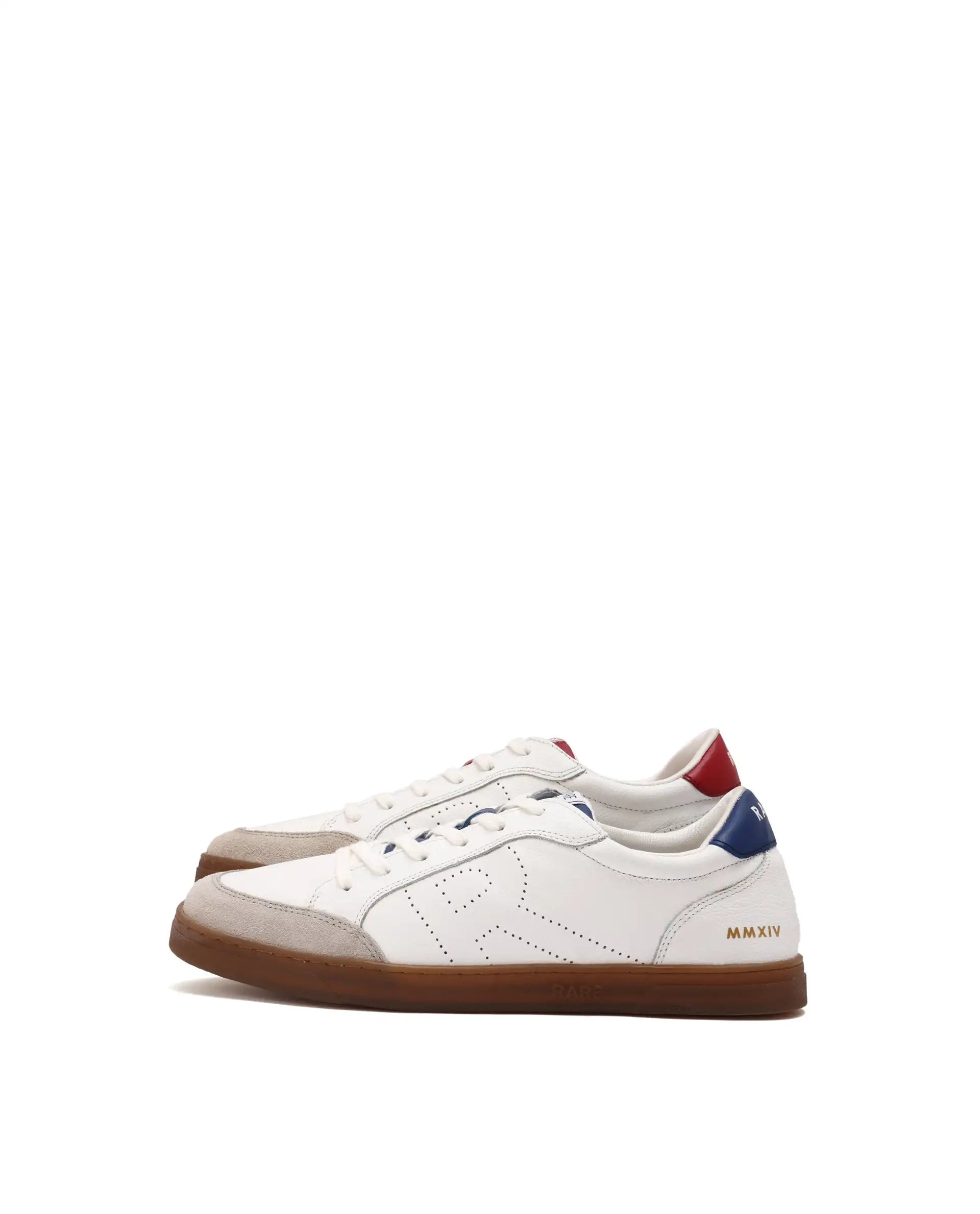 Rare Rabbit Mens Rocco White Round Toe Low Top Perforated Lace-Up Sneaker Shoes