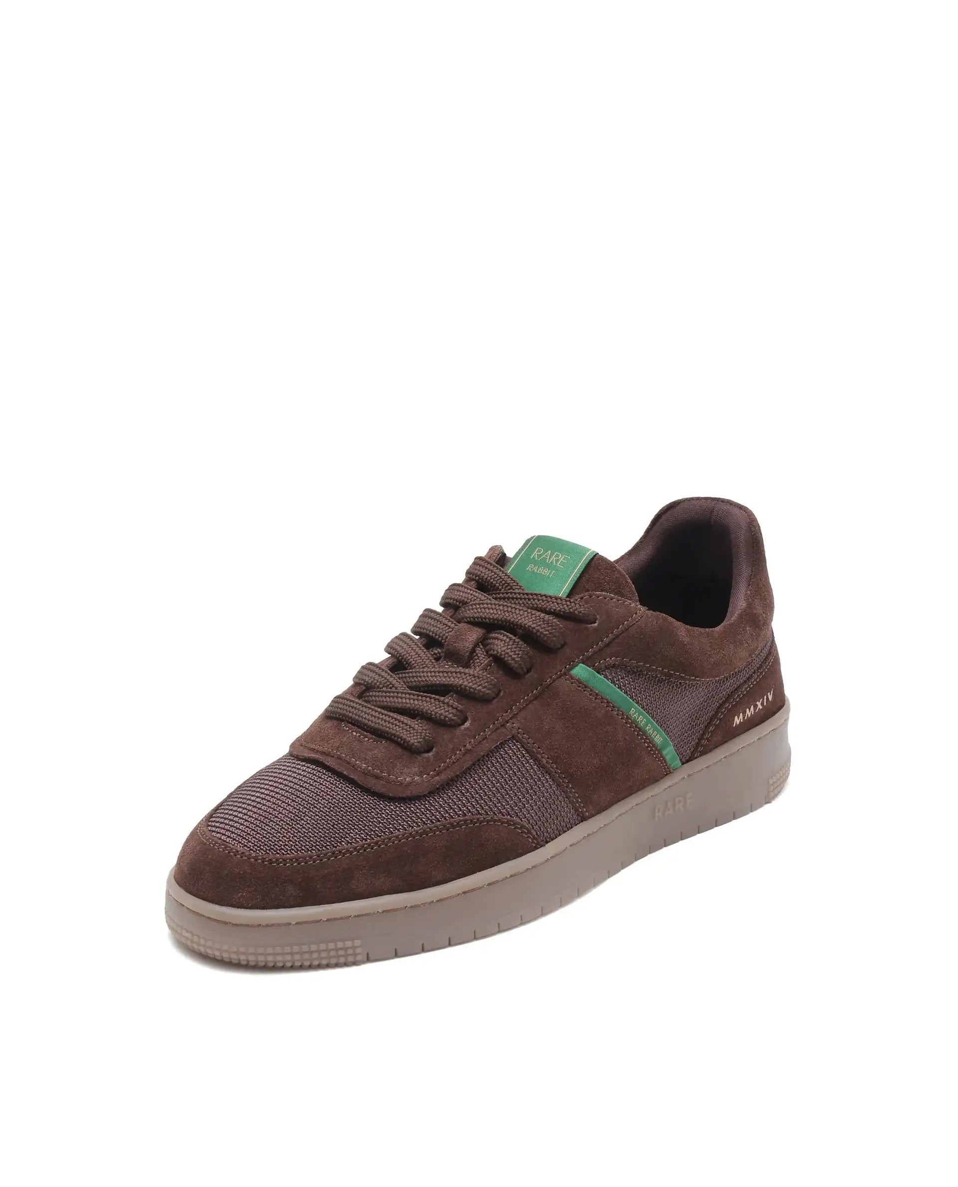 Rare Rabbit Men's Rubio Dark Brown Premium Suede, Leather And Mesh Upper Round Toe Low-Top Lace-Up Sneaker Shoes