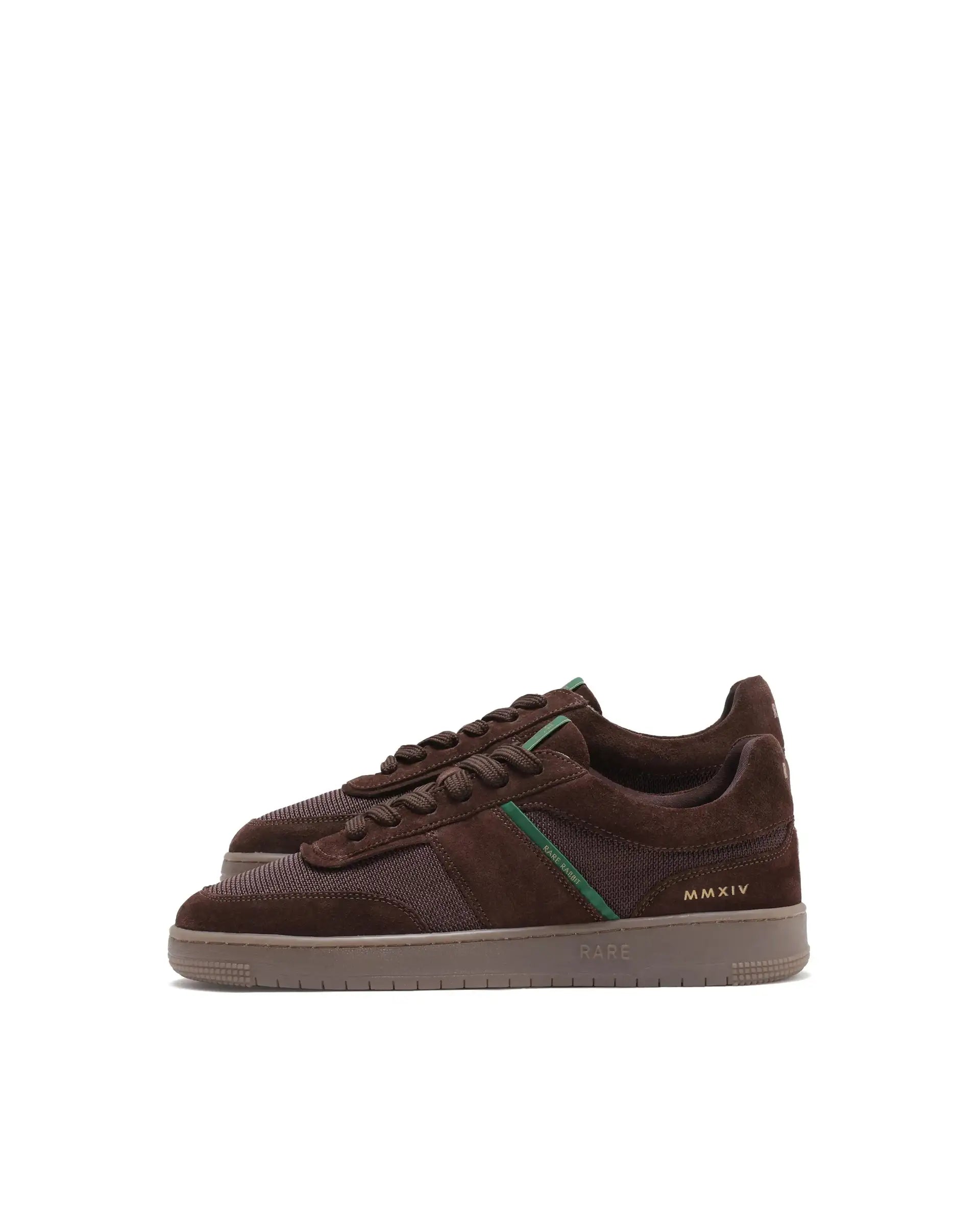Rare Rabbit Men's Rubio Dark Brown Premium Suede, Leather And Mesh Upper Round Toe Low-Top Lace-Up Sneaker Shoes