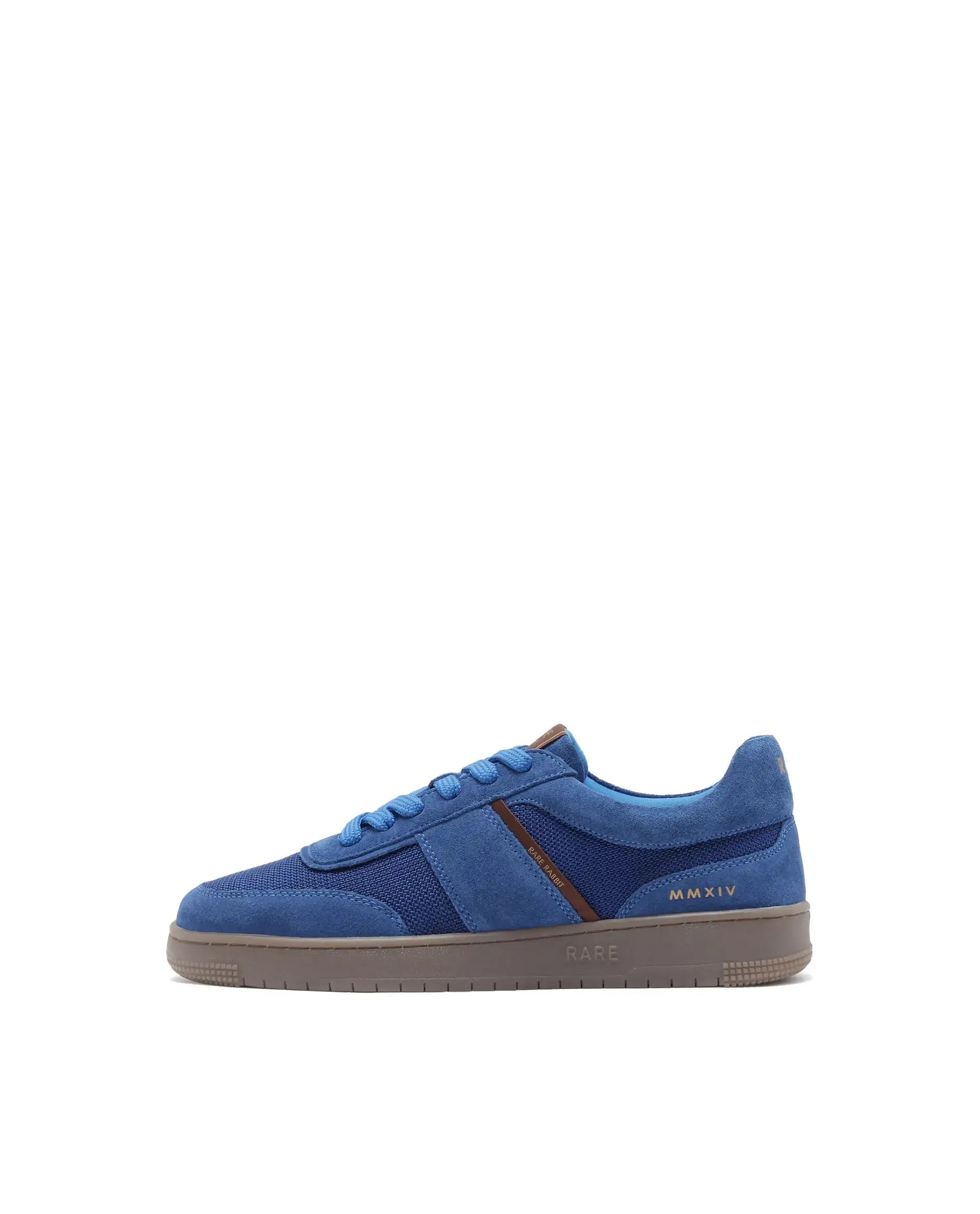 Rare Rabbit Men's Rubio Dark Navy Premium Suede And Mesh Upper Round Toe Low-Top Lace-Up Sneaker Shoes