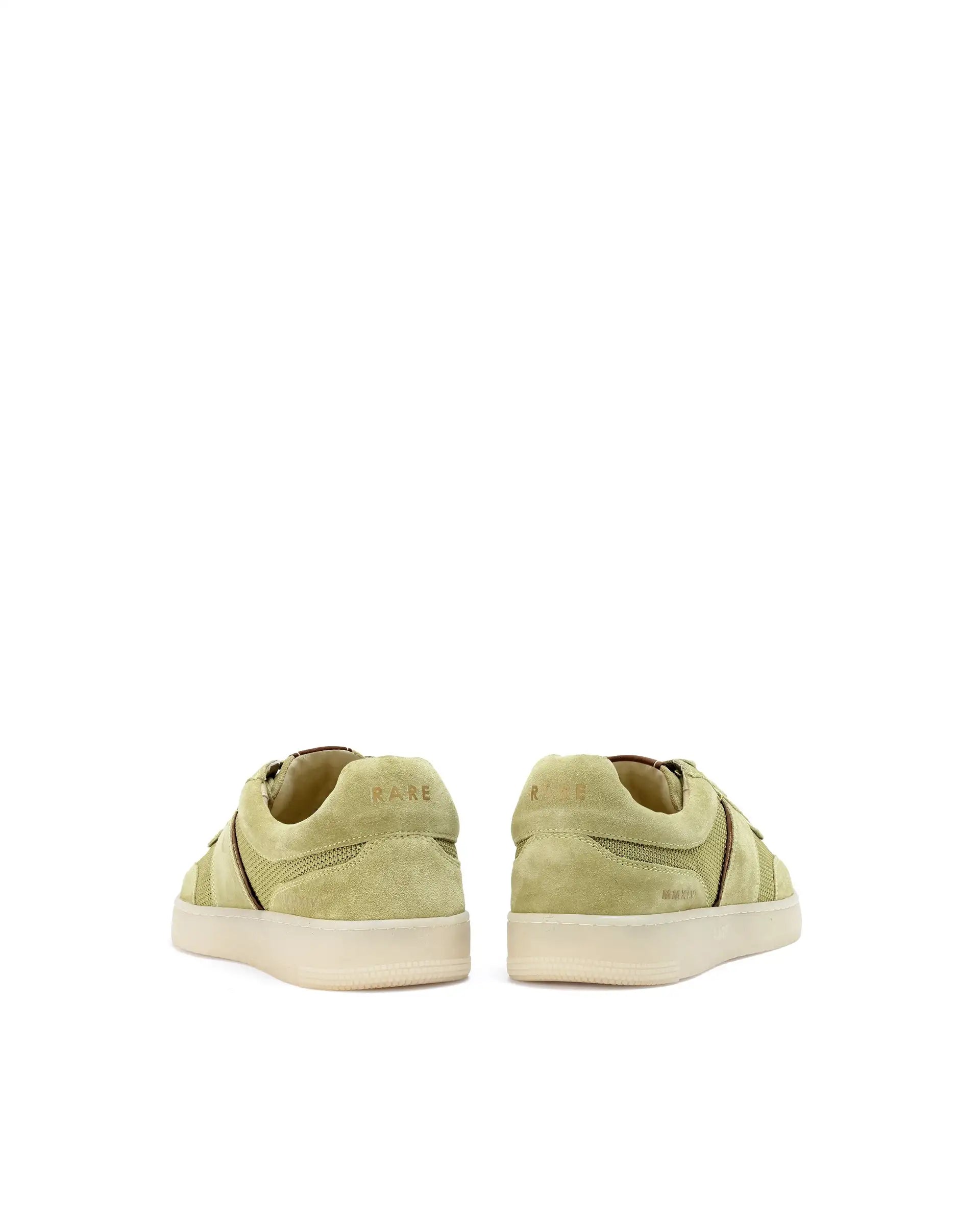 Rare Rabbit Men's Rubio Pastel Green Premium Suede, Leather And Mesh Upper Round Toe Low-Top Lace-Up Sneaker Shoes