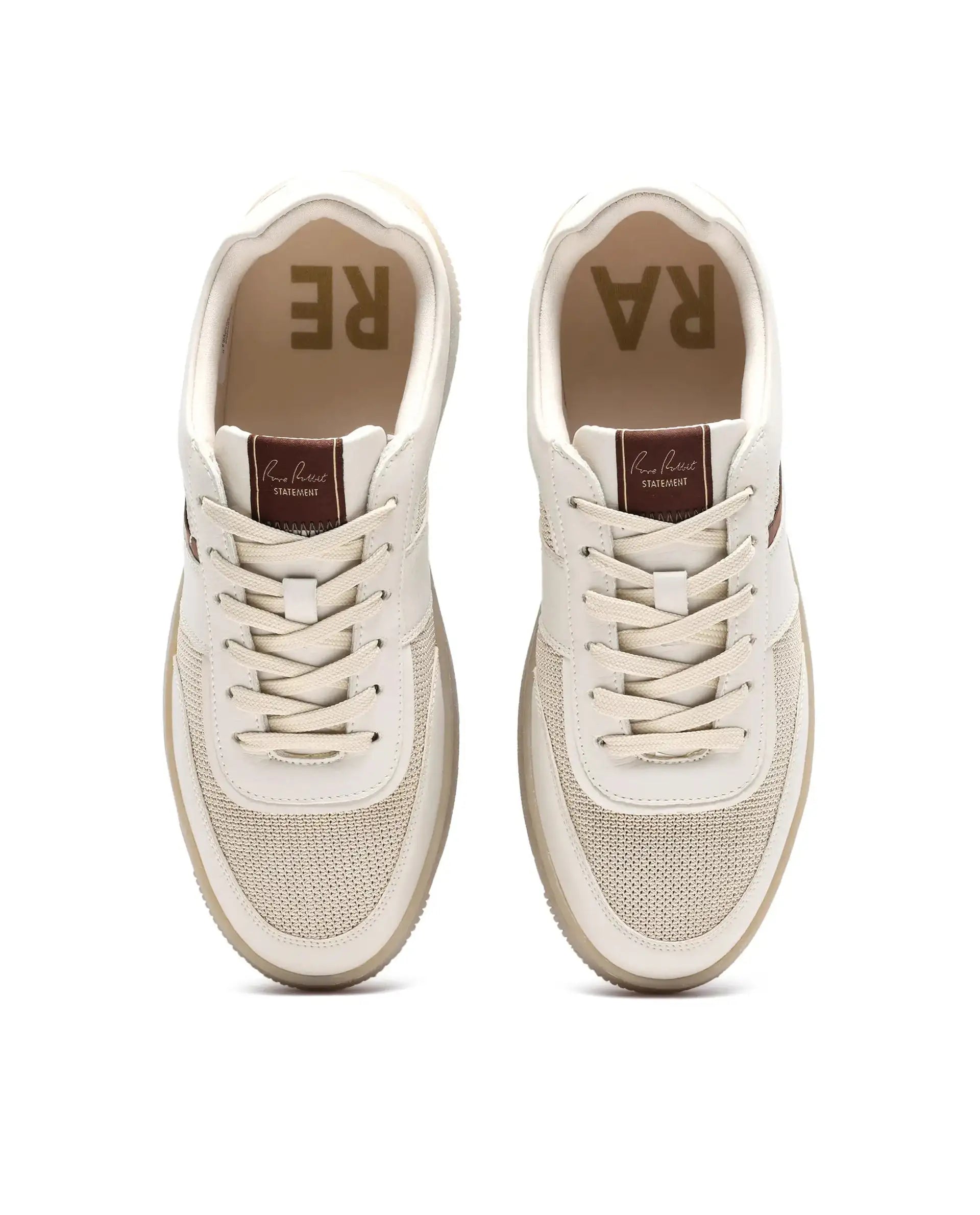 Rare Rabbit Men's Rubo Beige Micro Leather Sneaker