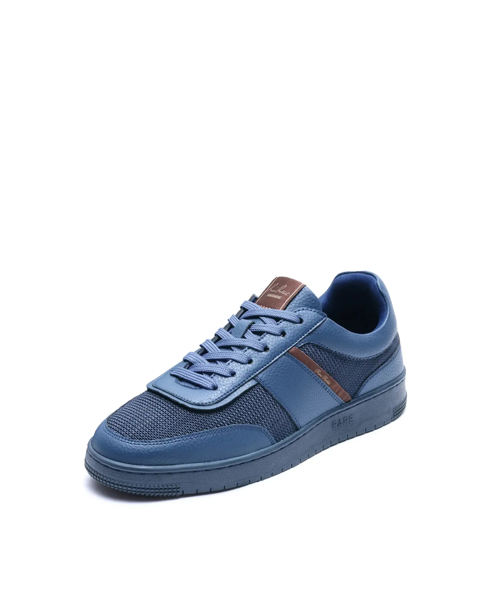 Rare Rabbit Men's Rubo Navy Micro Leather Sneaker