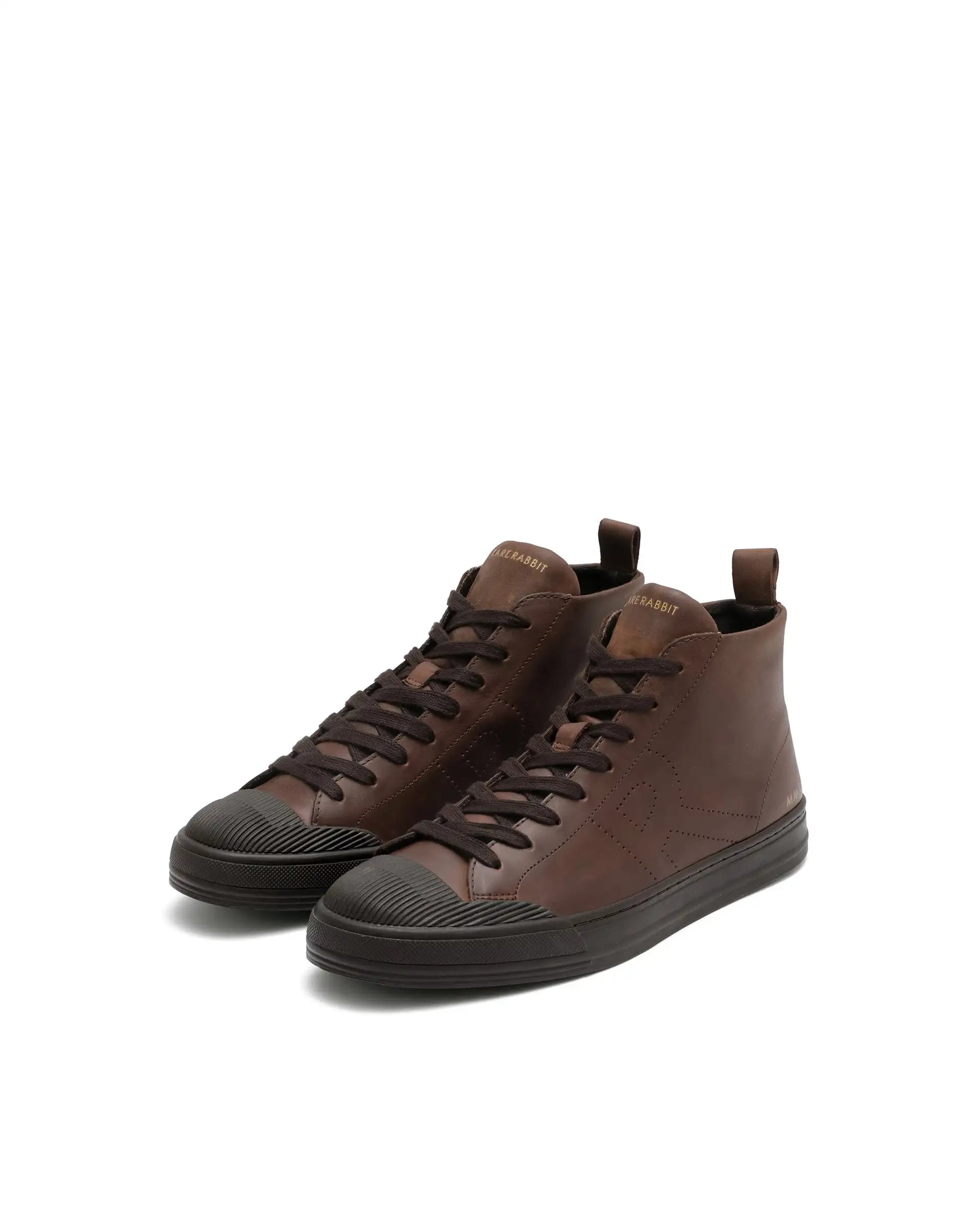 Rare Rabbit Men's Sauroil Hi Pro Brown High Top Lace Up Premium Oil Pull-Up Leather Sneaker