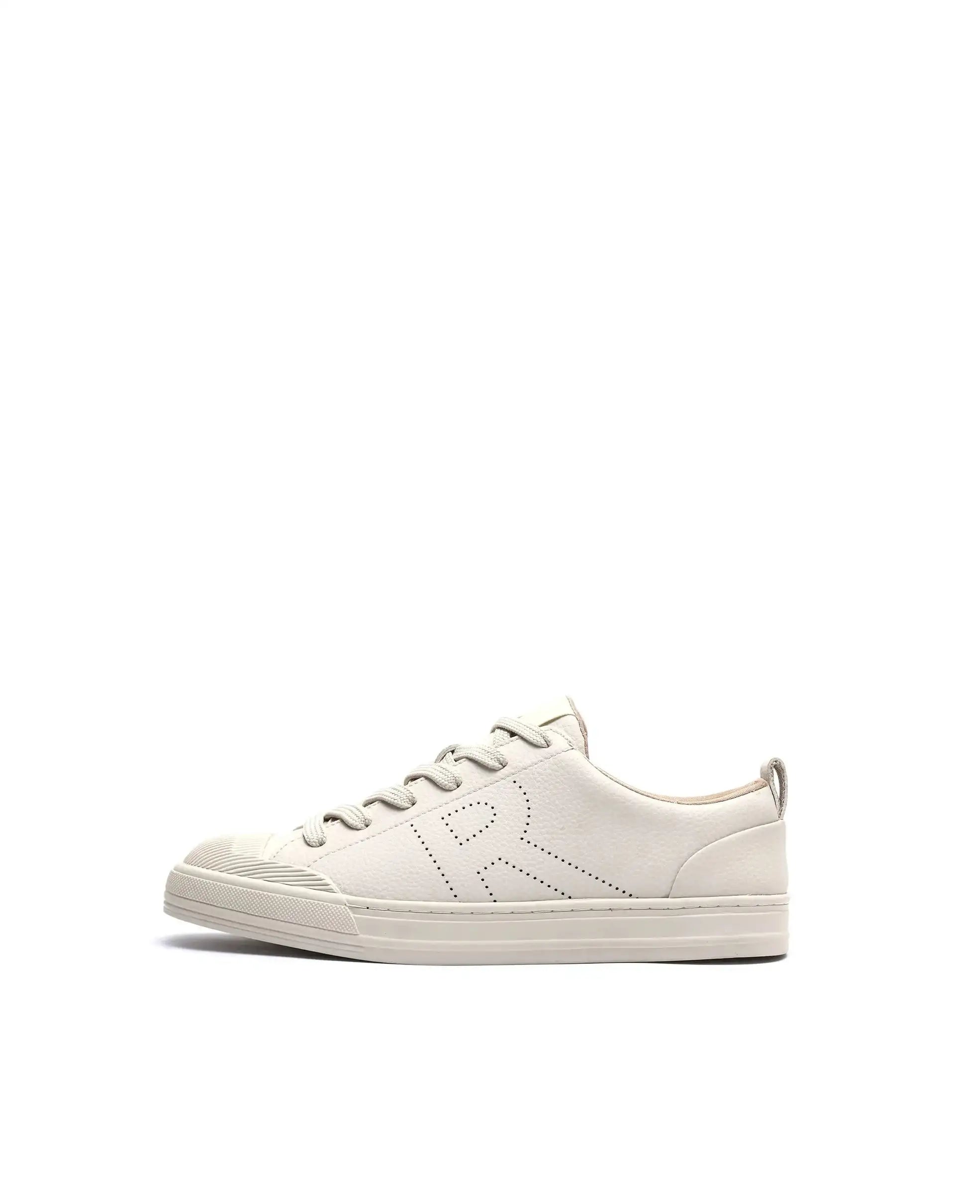 Rare Rabbit Men's Sauron 25 Light Beige Micro Leather Sneaker