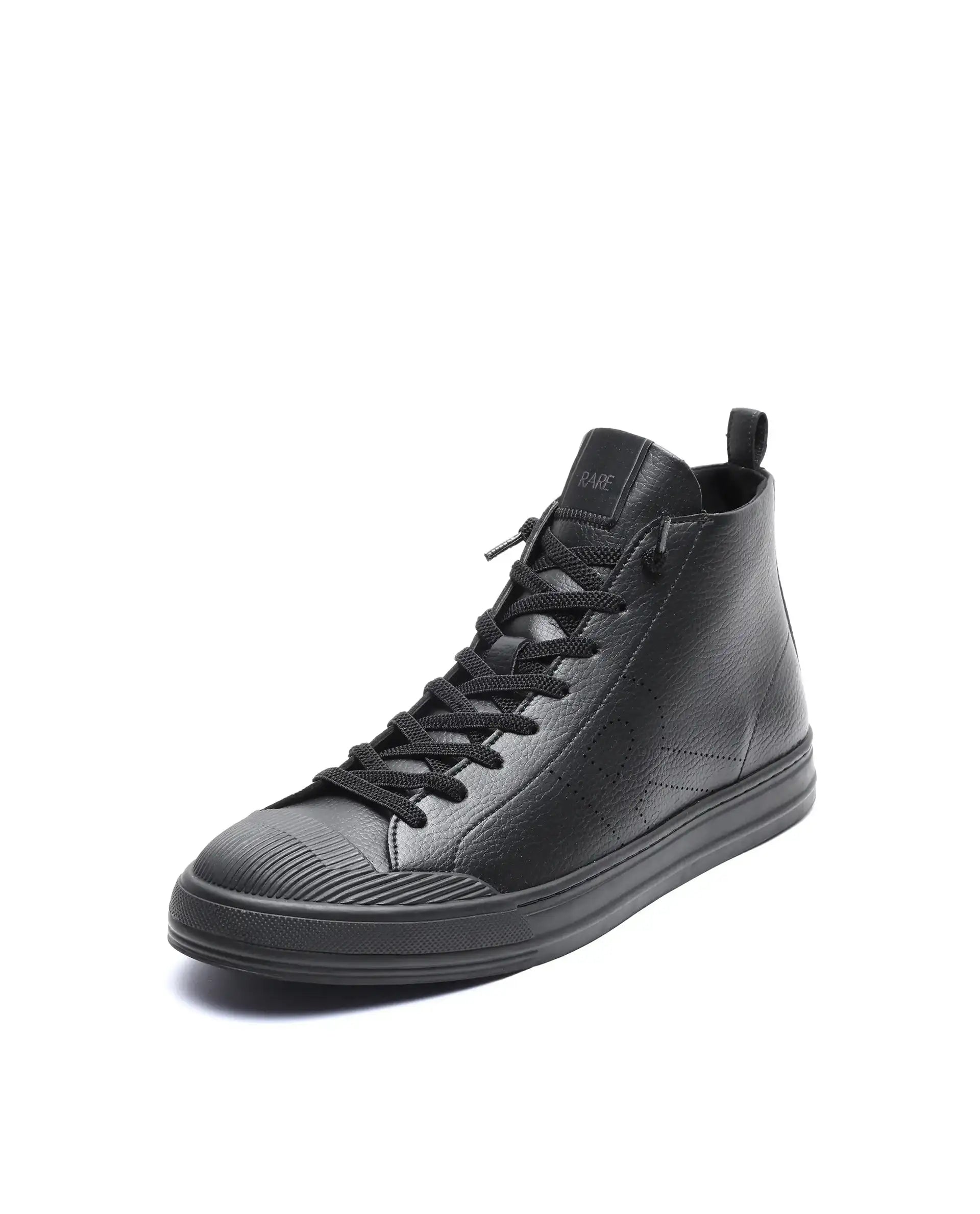 Rare Rabbit Men's Sauron Hi 25 Black Micro Leather Sneaker