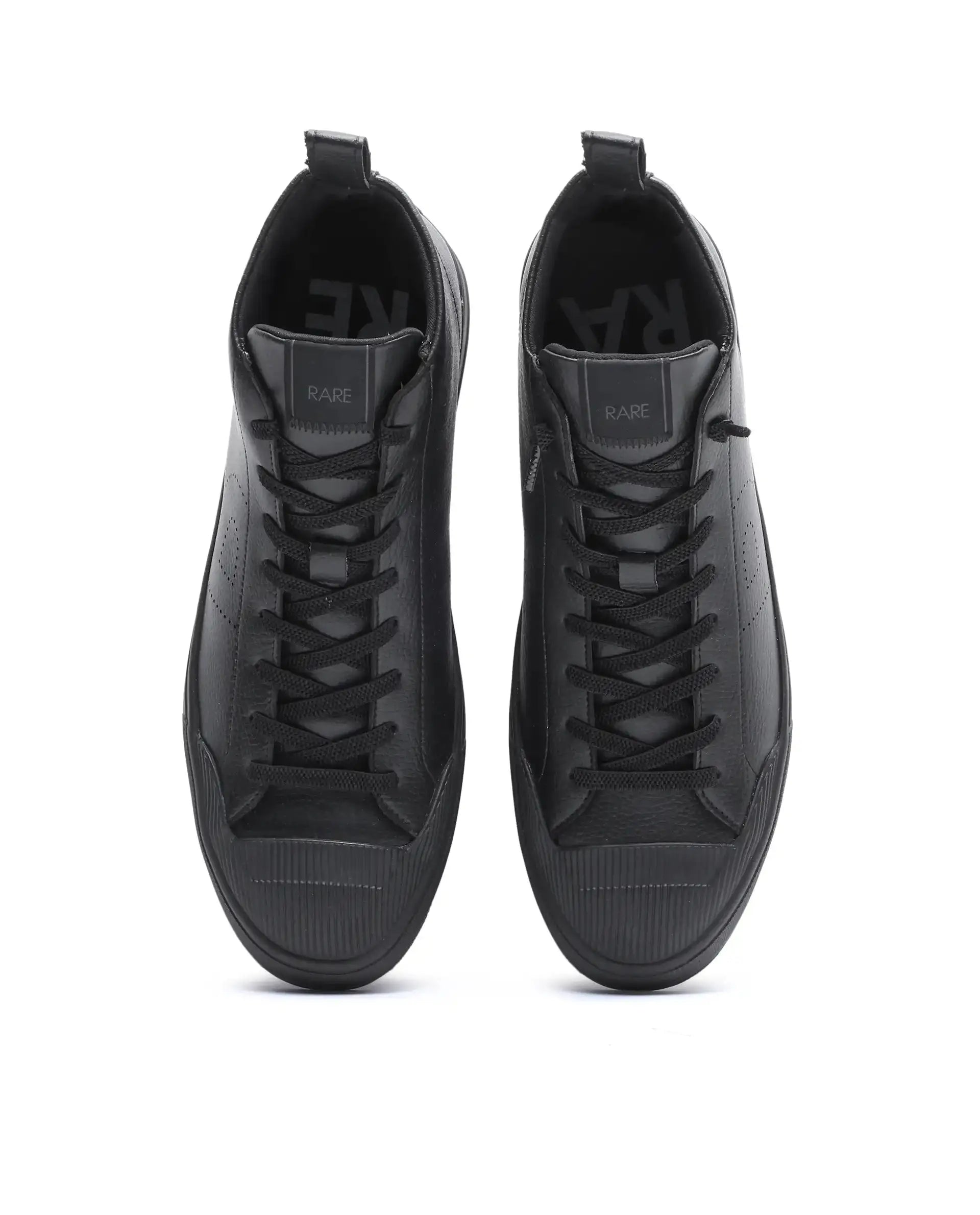Rare Rabbit Men's Sauron Hi 25 Black Micro Leather Sneaker