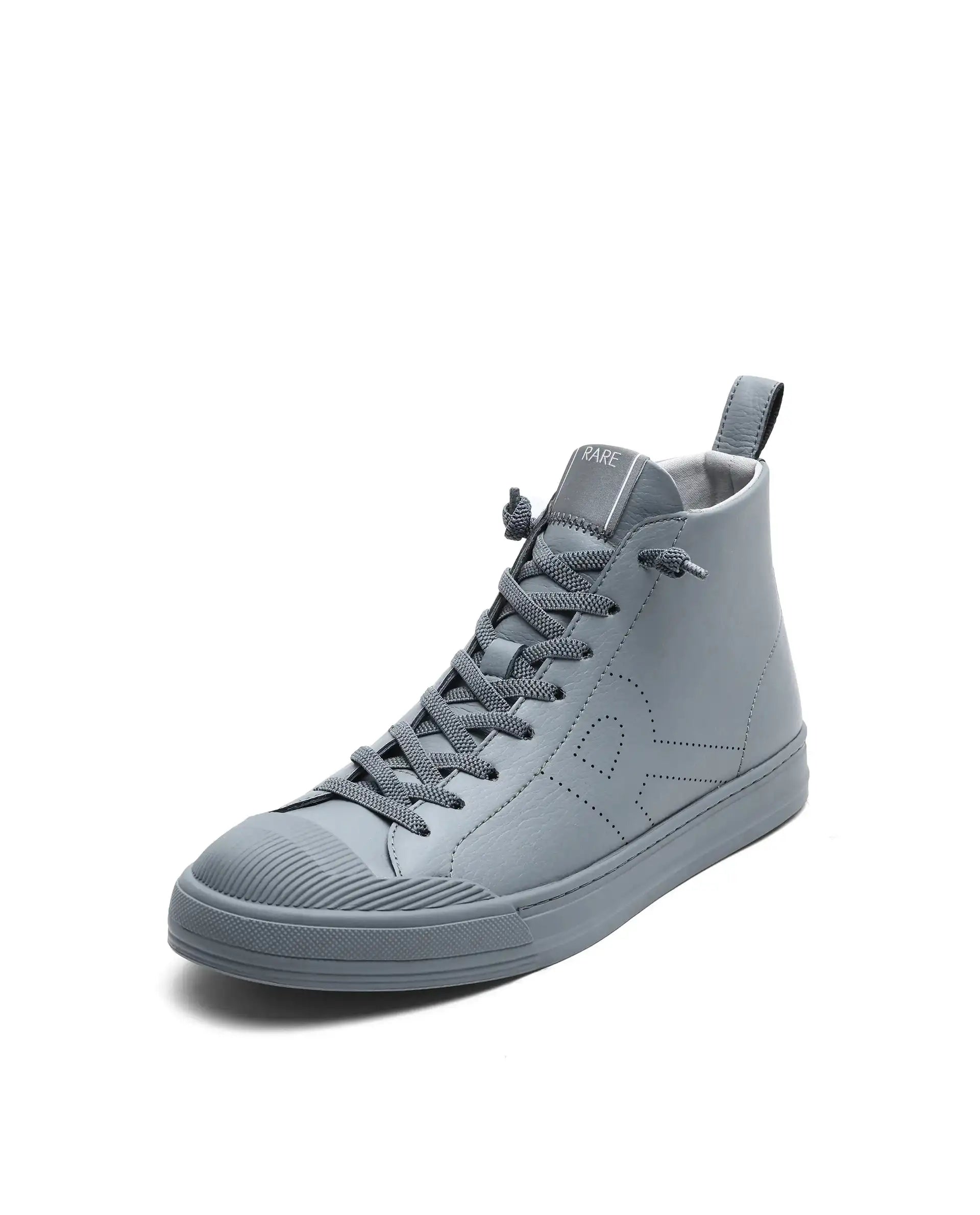 Rare Rabbit Men's Sauron Hi 25 Dark Grey Micro Leather Sneaker