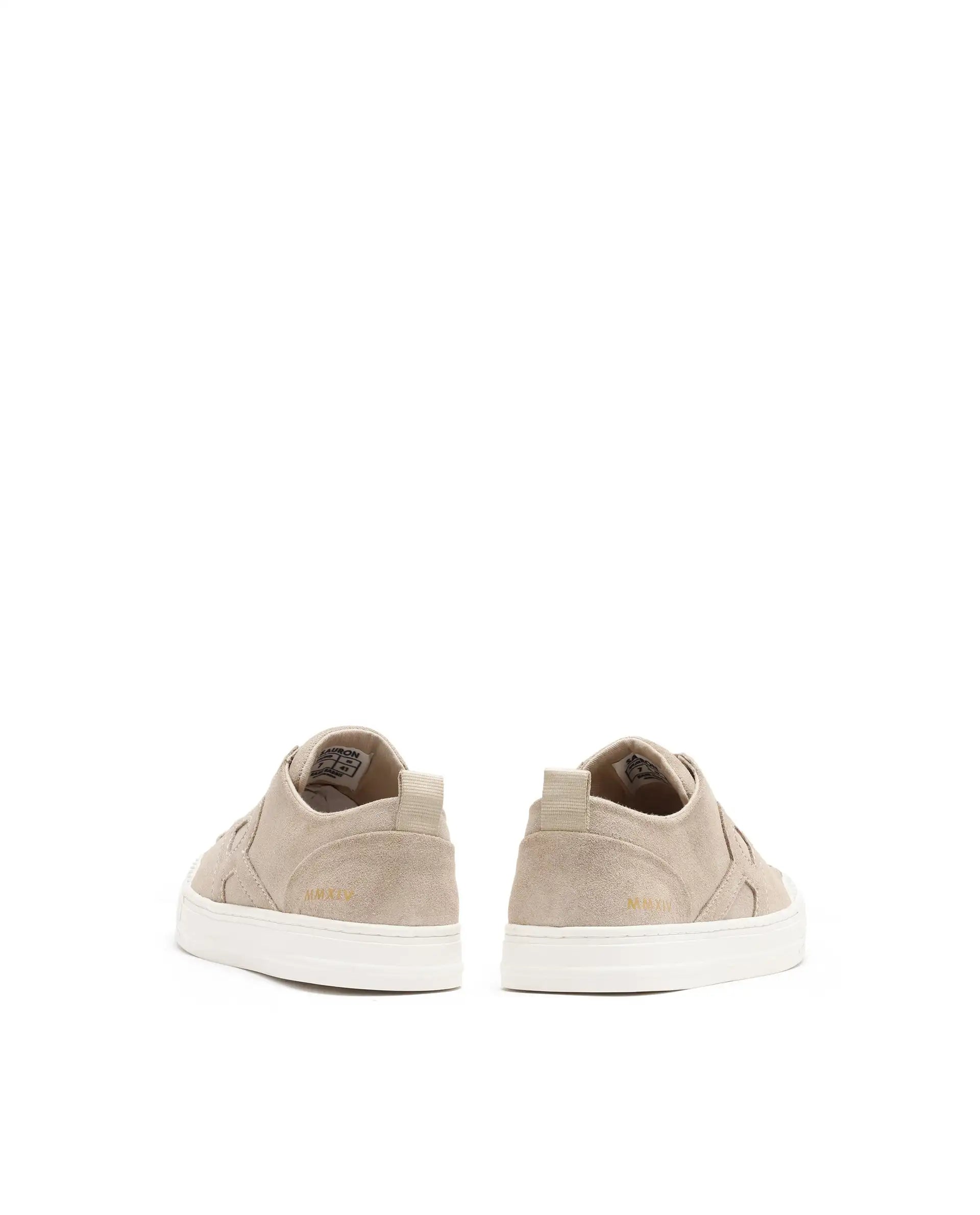 Rare Rabbit Mens Sauron Beige Round Toe Premium Suede Lace Up Low Top Sneaker Shoes