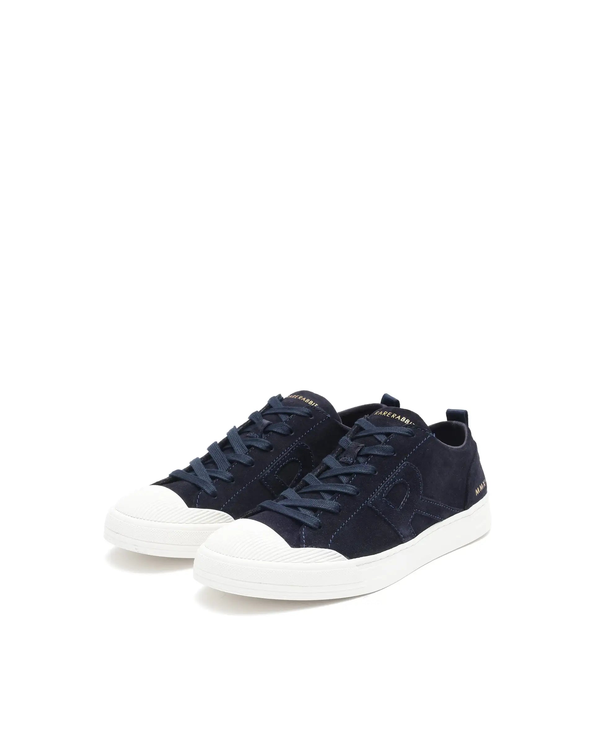 Rare Rabbit Mens Sauron Navy Round Toe Premium Suede Lace Up Low Top Sneaker Shoes