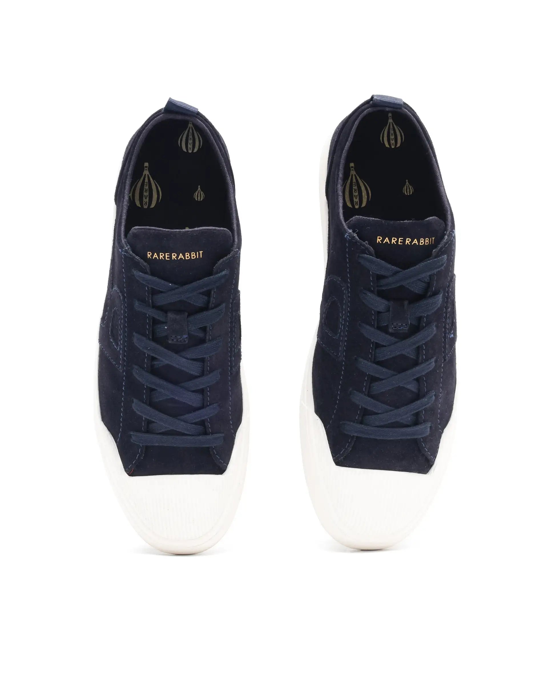 Rare Rabbit Mens Sauron Navy Round Toe Premium Suede Lace Up Low Top Sneaker Shoes