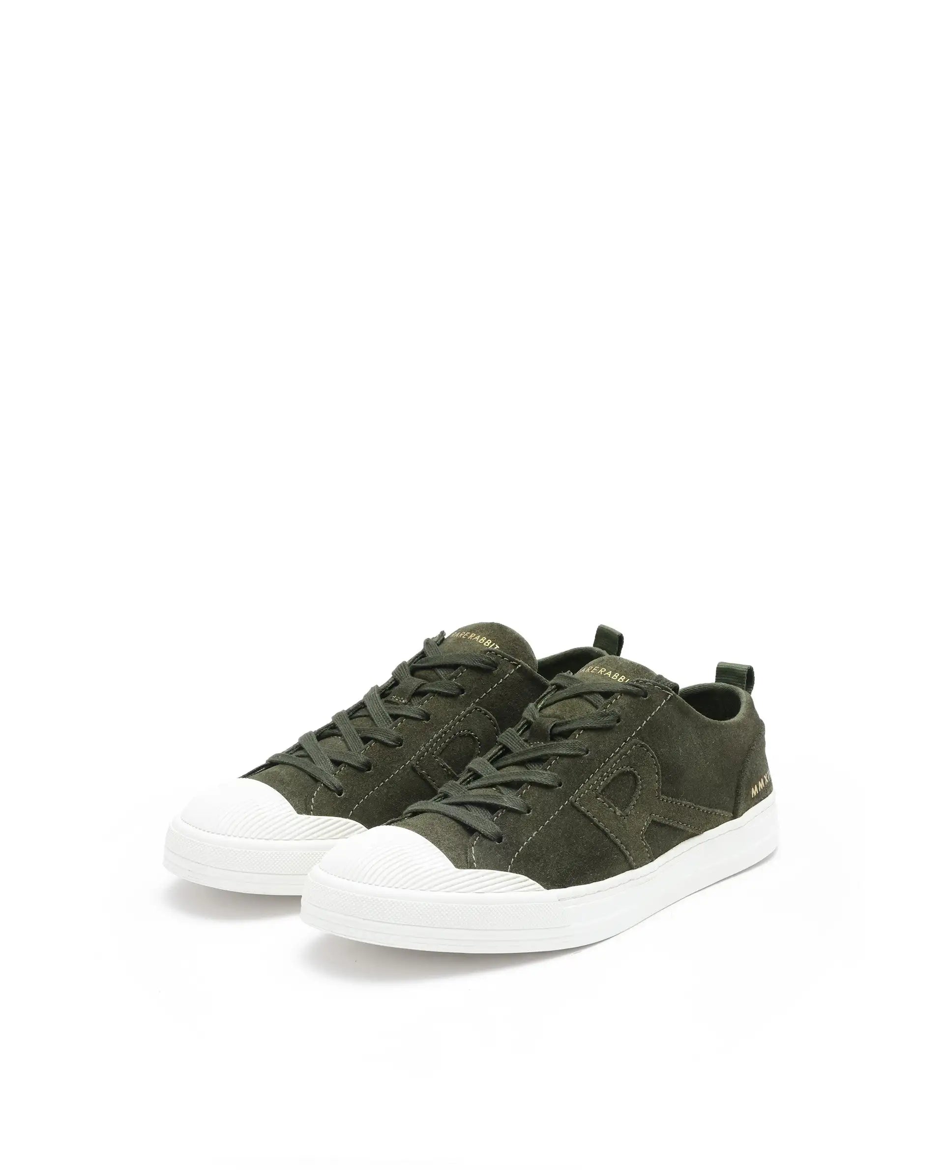 Rare Rabbit Mens Sauron Olive Round Toe Premium Suede Lace Up Low Top Sneaker Shoes