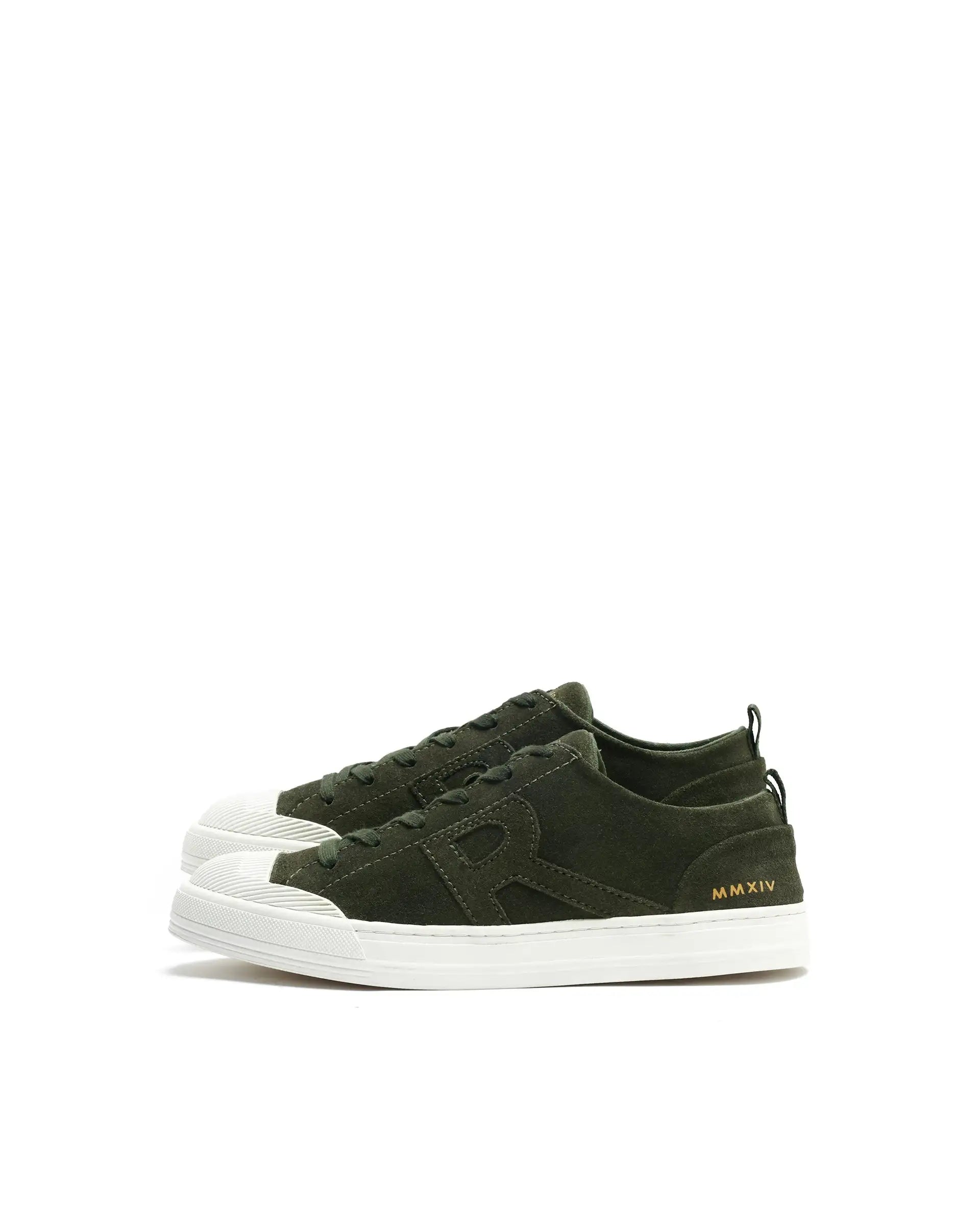 Rare Rabbit Mens Sauron Olive Round Toe Premium Suede Lace Up Low Top Sneaker Shoes