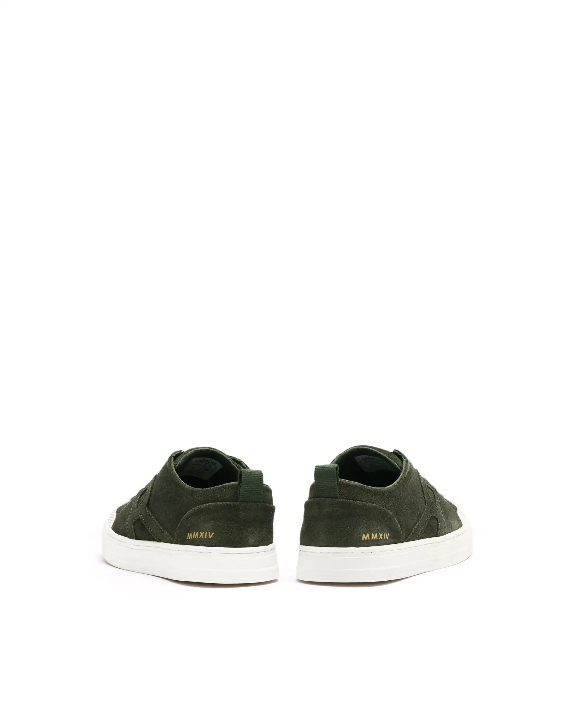 Rare Rabbit Mens Sauron Olive Round Toe Premium Suede Lace Up Low Top Sneaker Shoes