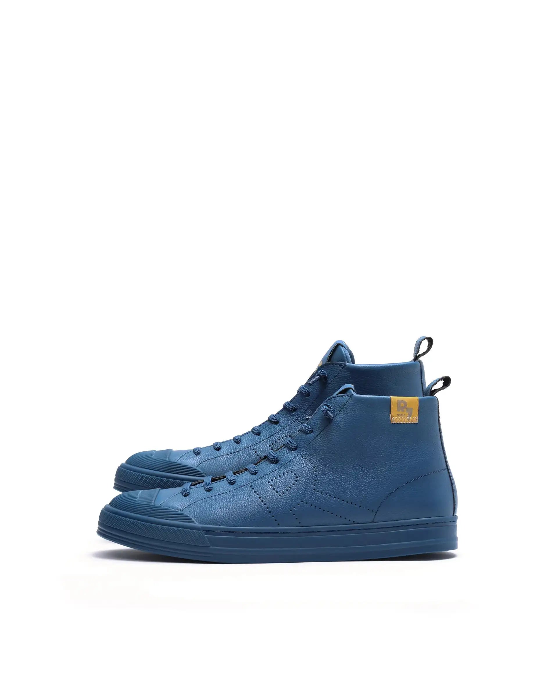 Rare Rabbit Men Sauron Hi Pro Blue Leather Lace-Up Closure Sneaker