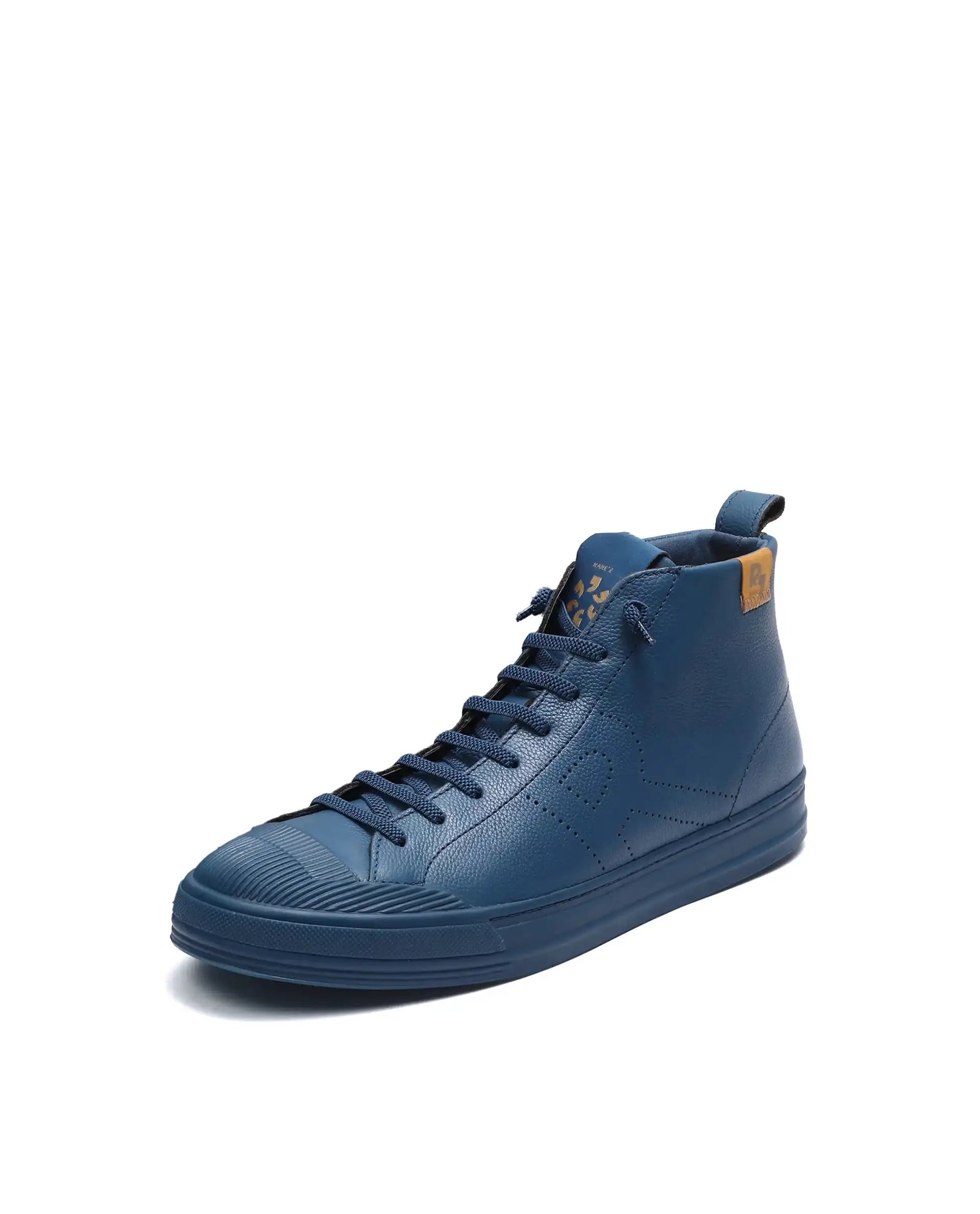 Rare Rabbit Men Sauron Hi Pro Blue Leather Lace-Up Closure Sneaker