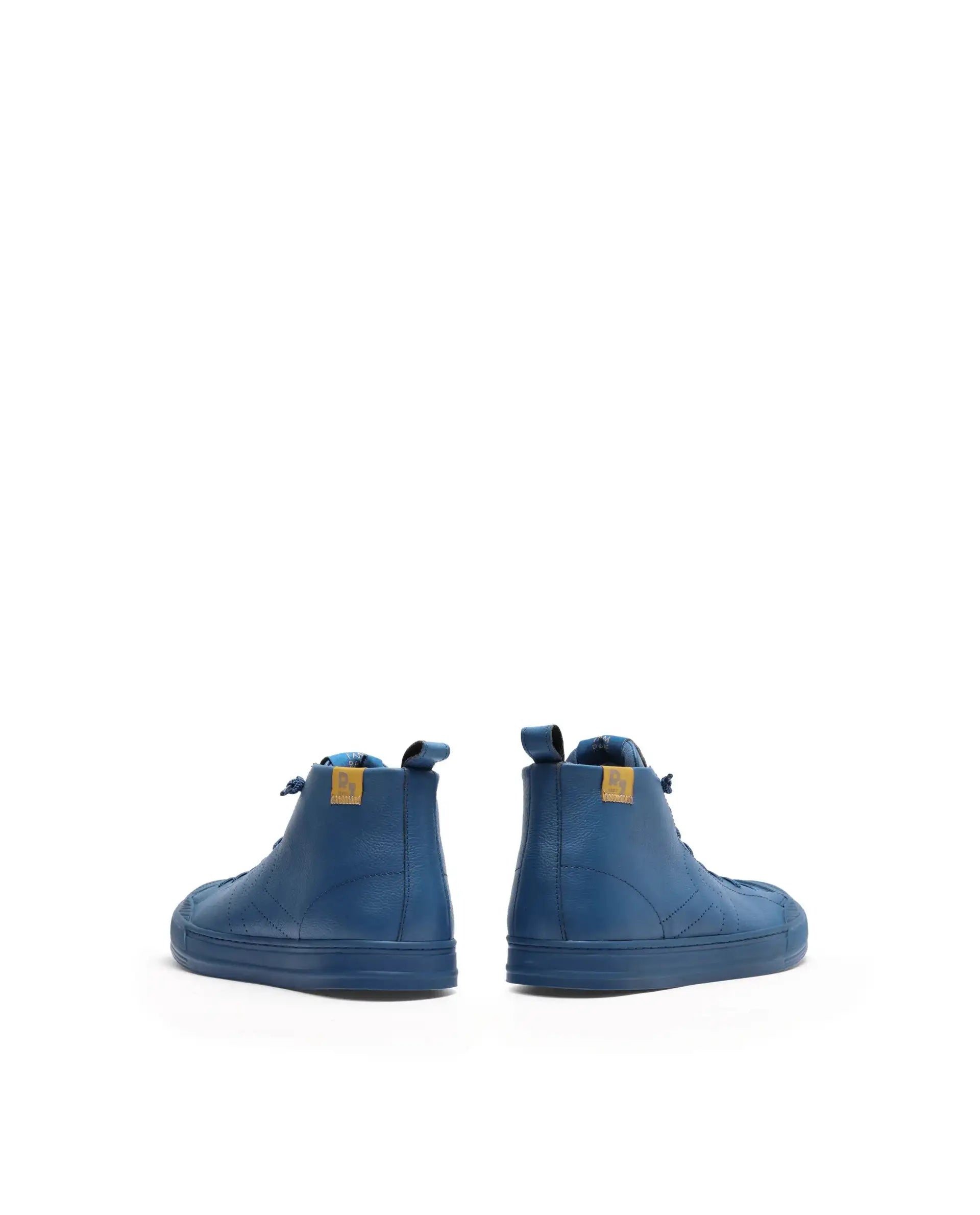 Rare Rabbit Men Sauron Hi Pro Blue Leather Lace-Up Closure Sneaker