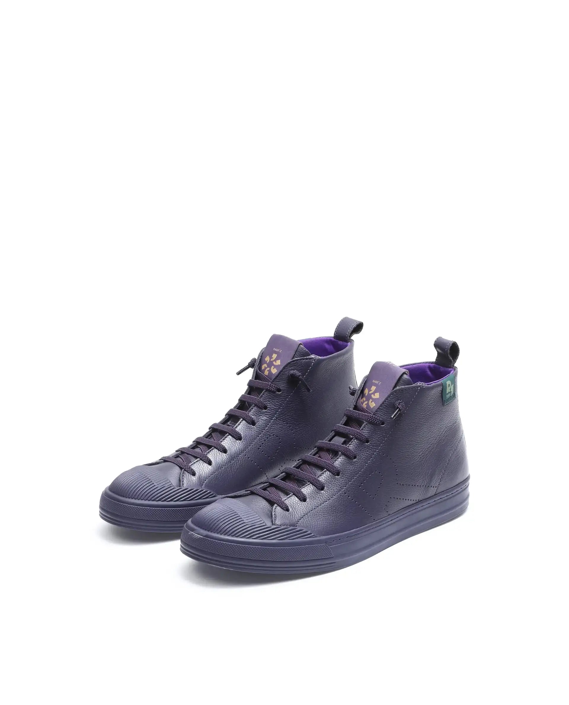 Rare Rabbit Men Sauron Hi Pro Dark Purple Leather Lace-Up Closure Sneaker