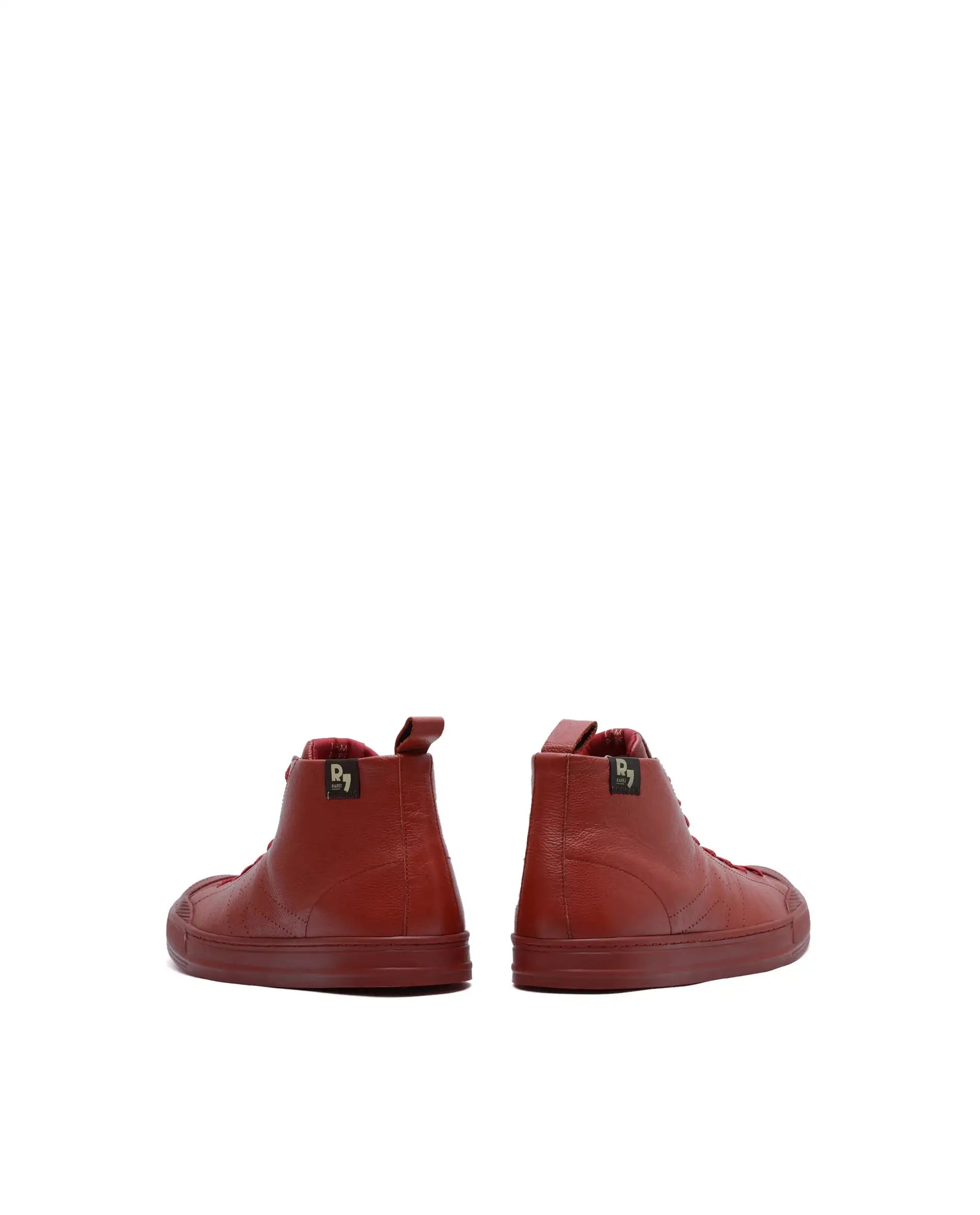 Rare Rabbit Men's Sauron Hi Pro Red Leather Lace-Up Closure Sneaker