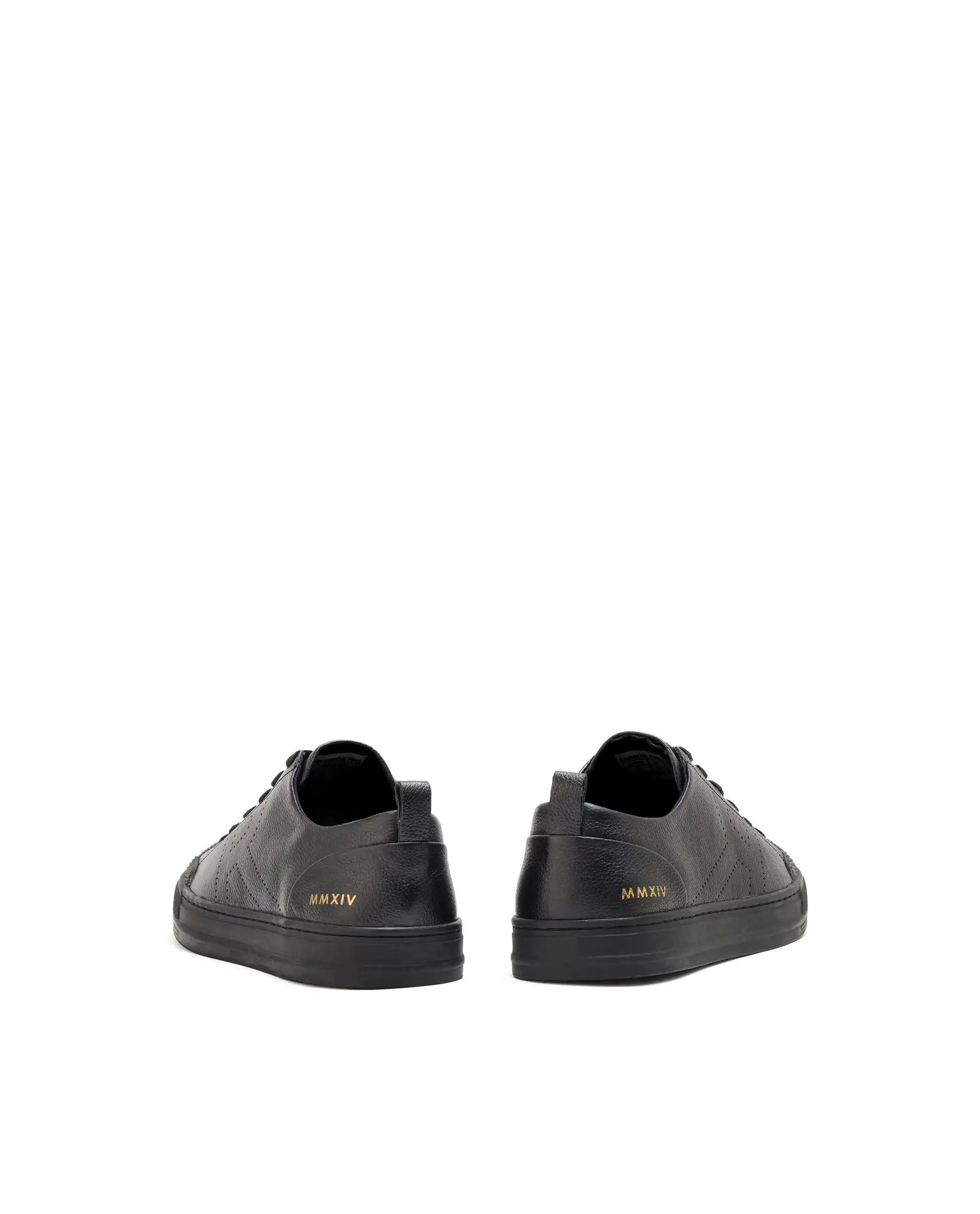 Rare Rabbit Mens Sauron Pro Black Premium Milled Leather Lace Up Low Top Round Toe Sneaker Shoes