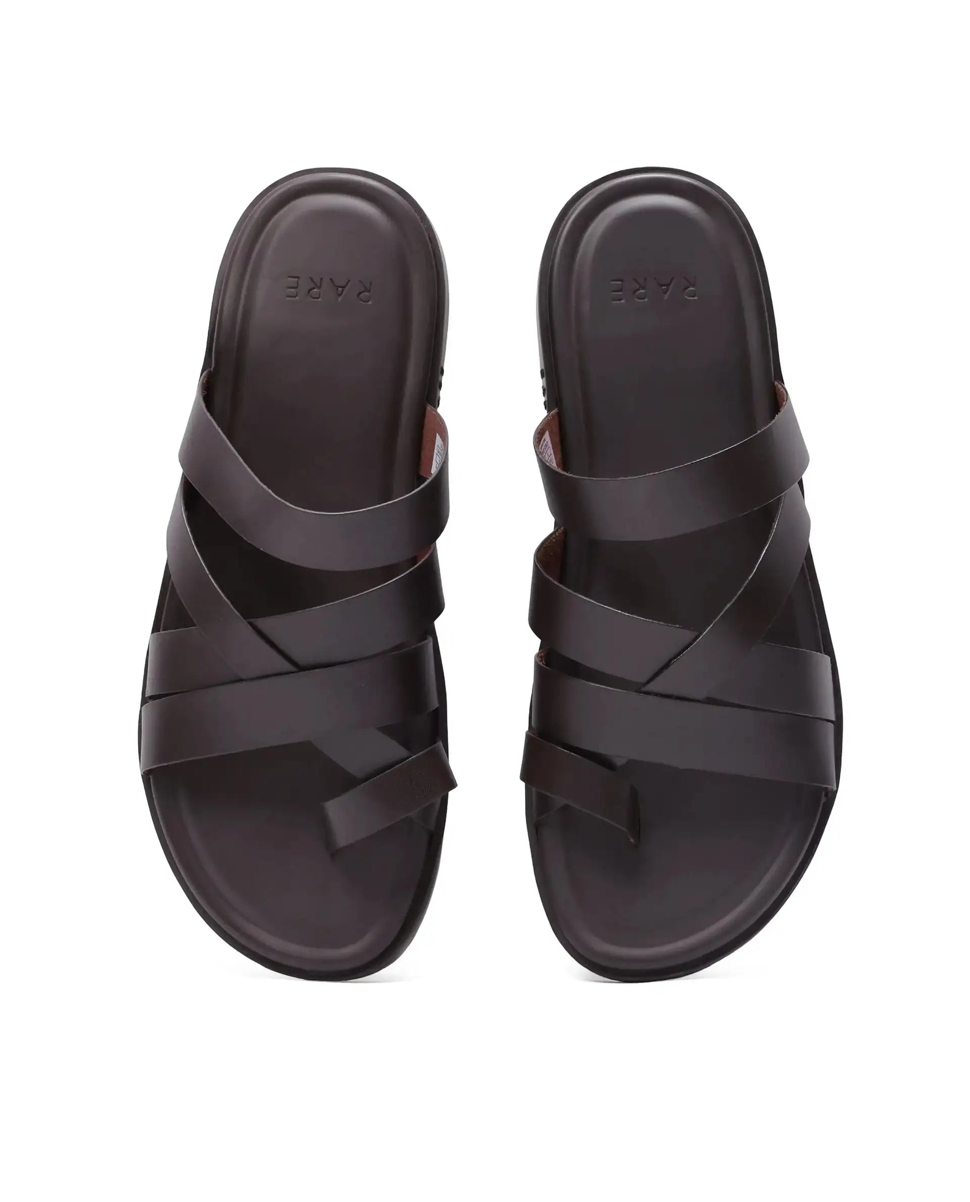 Rare Rabbit Men Soho Dark Coffee Slip-On Closure Sandal