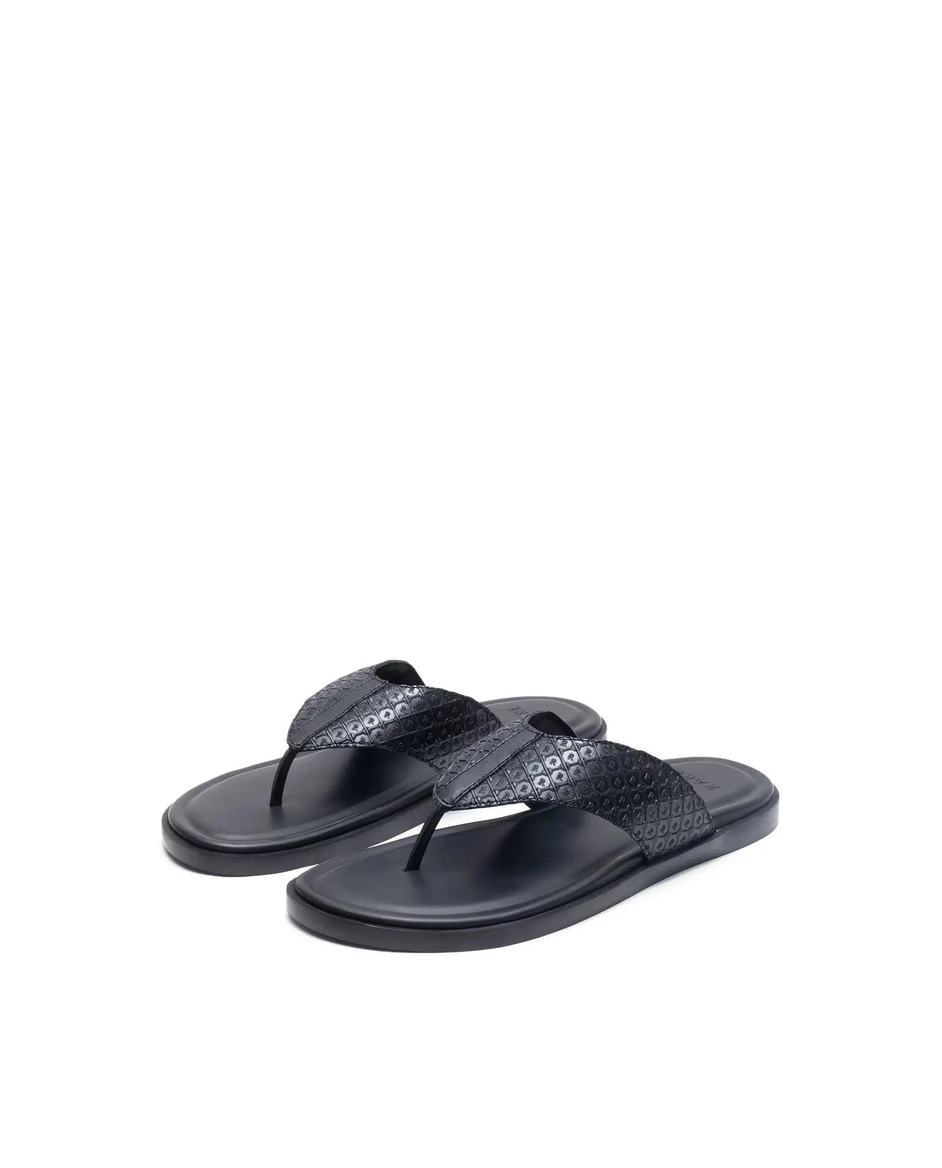 Rare Rabbit Men's Starry Black Slip-On Closure Sandal
