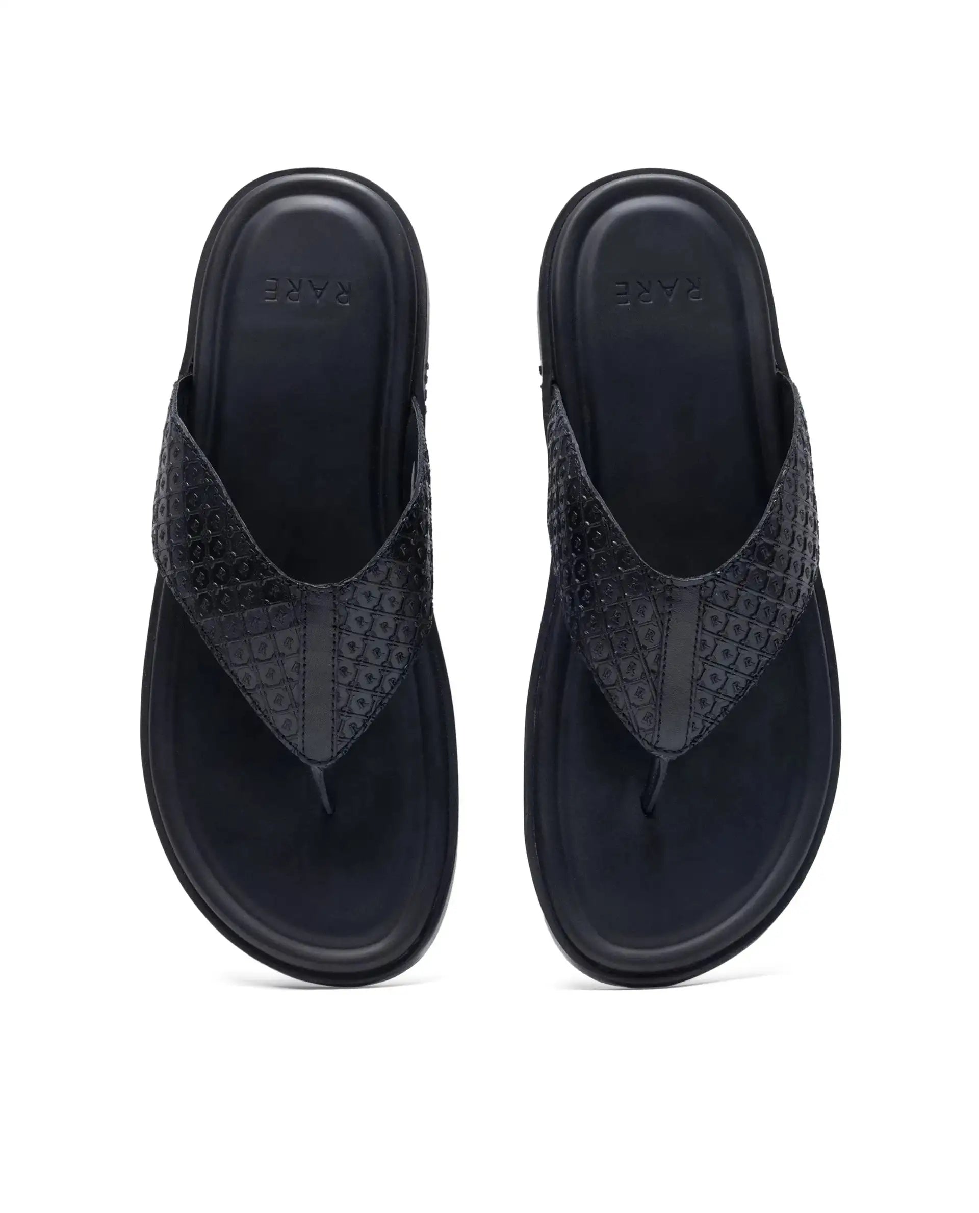 Rare Rabbit Men's Starry Black Slip-On Closure Sandal