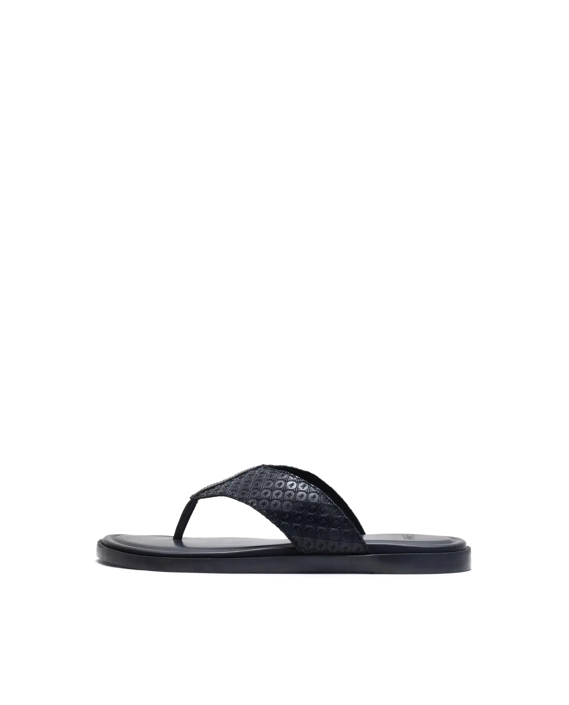 Rare Rabbit Men's Starry Black Slip-On Closure Sandal