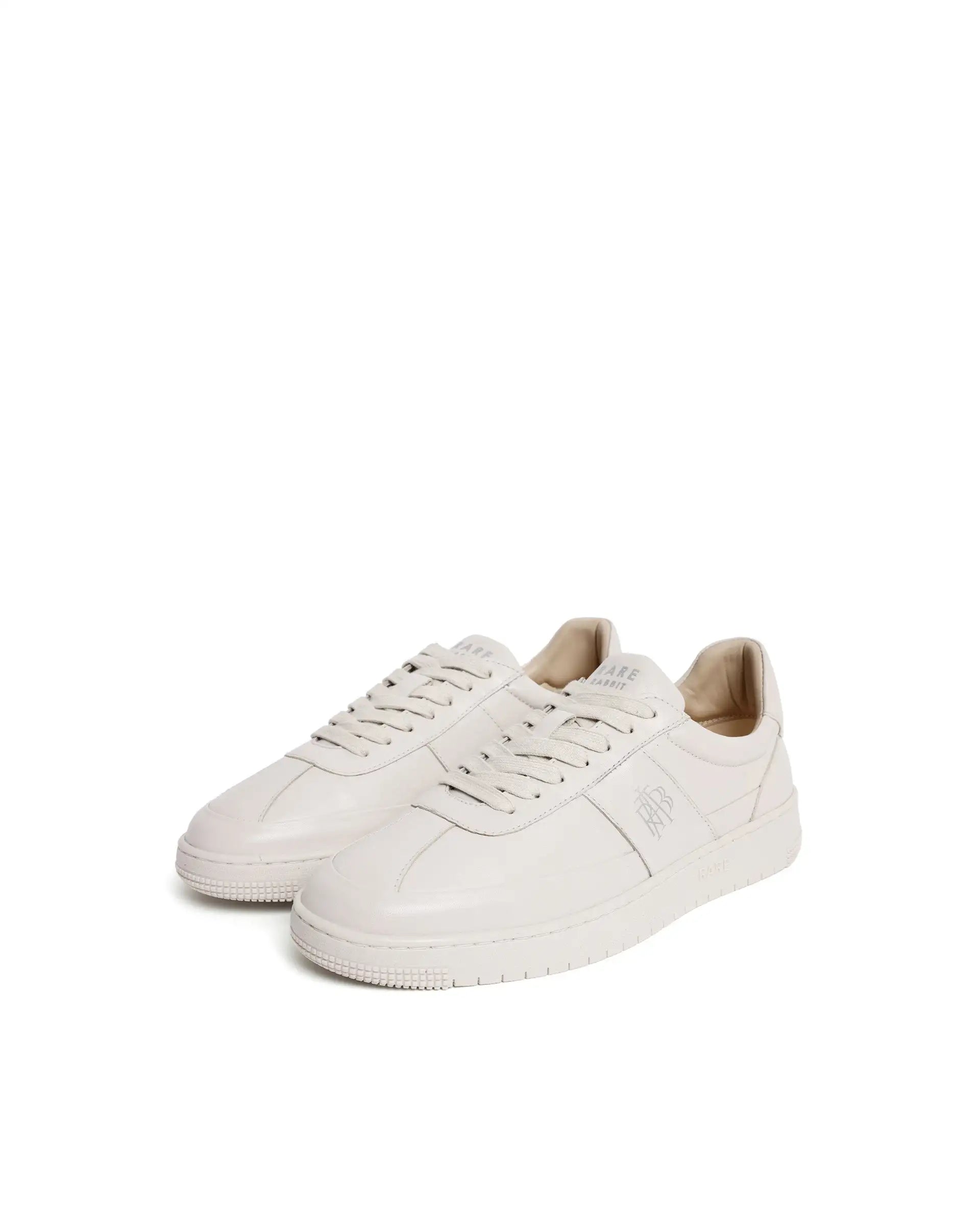 Rare Rabbit Men's Stellara Light Ivory Leather Low-Top Lace-Up Sneaker Shoes