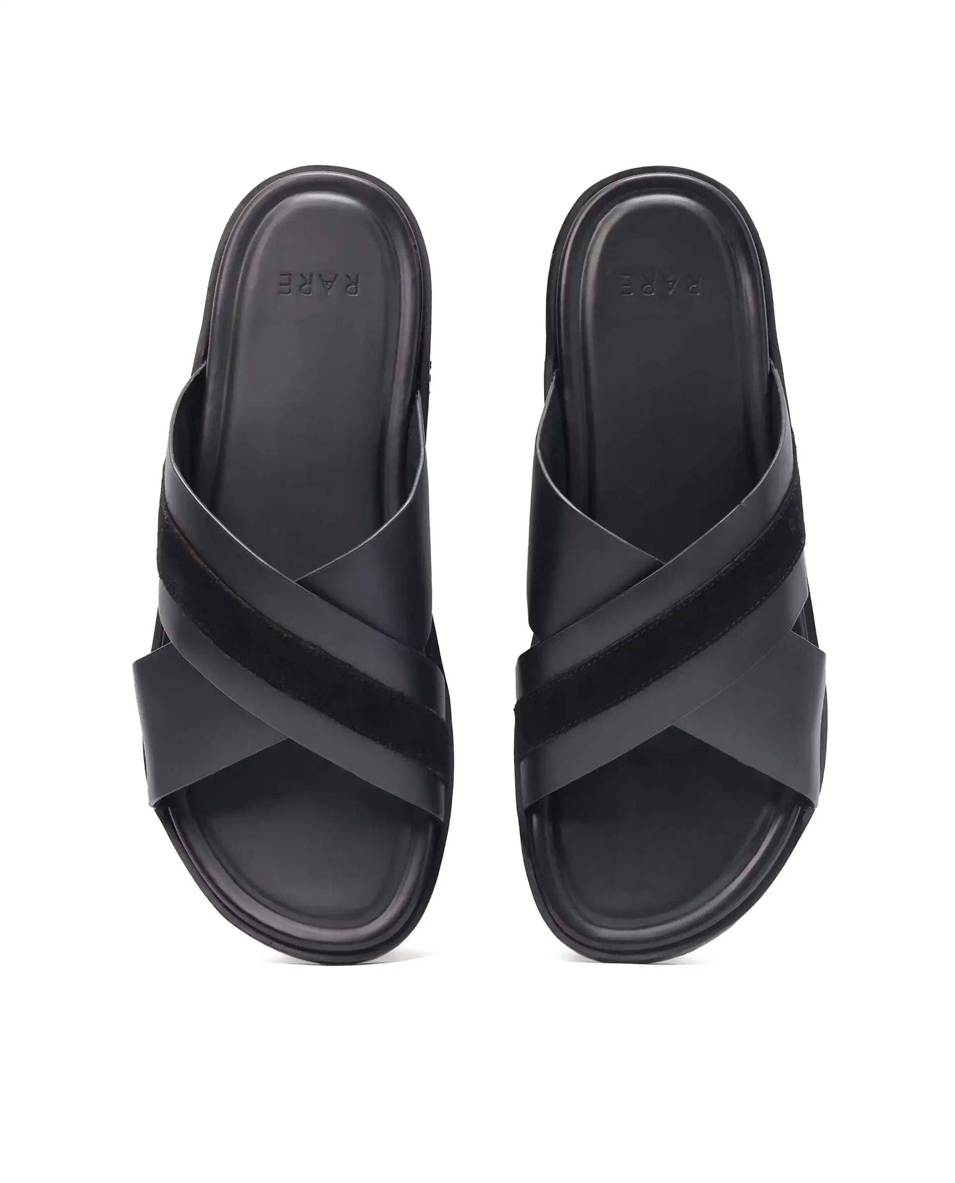 Rare Rabbit Men's Stride Black Slip-On Closure Sandal