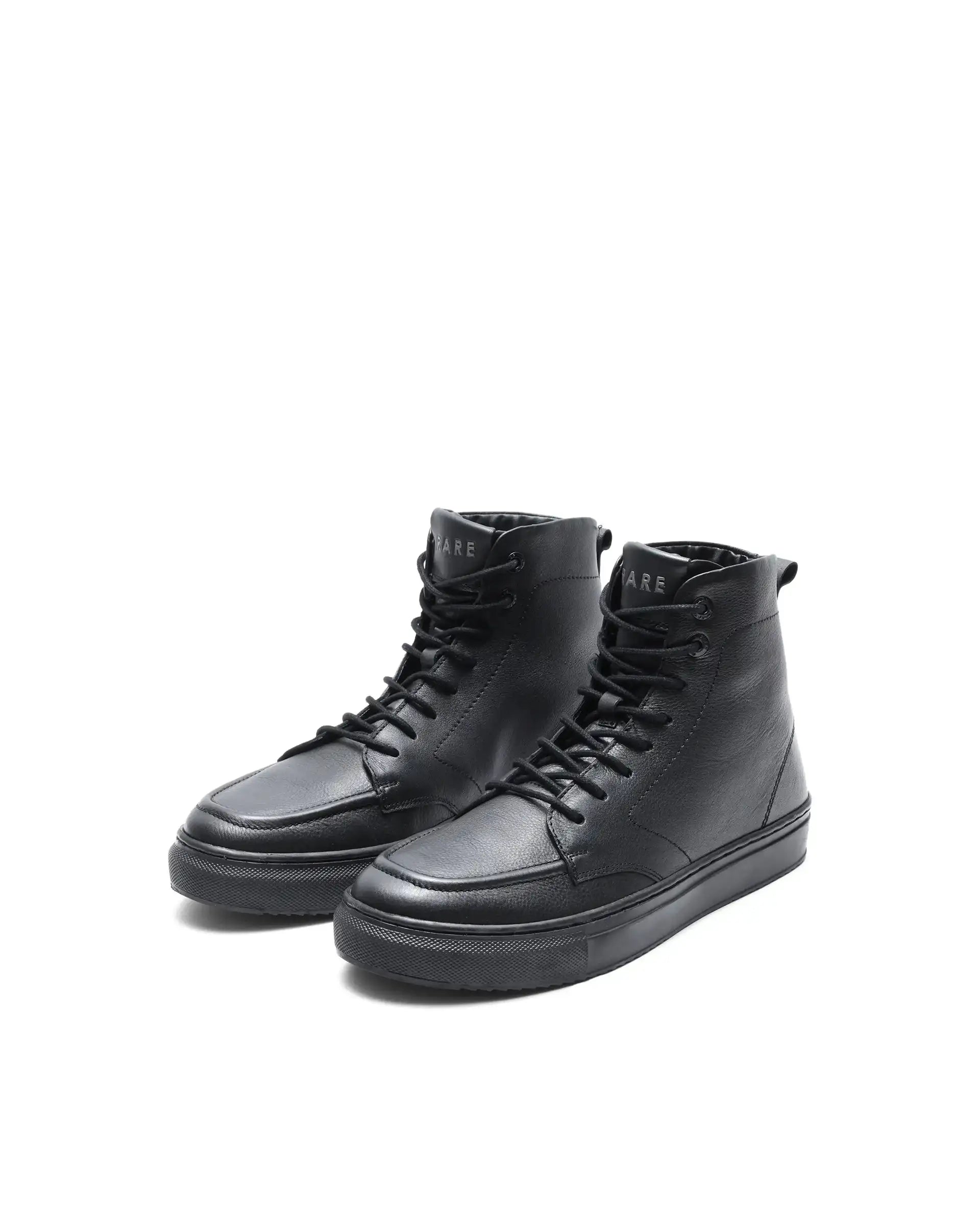 Rare Rabbit Men's Taico Black Leather Lace-Up Closure Boots