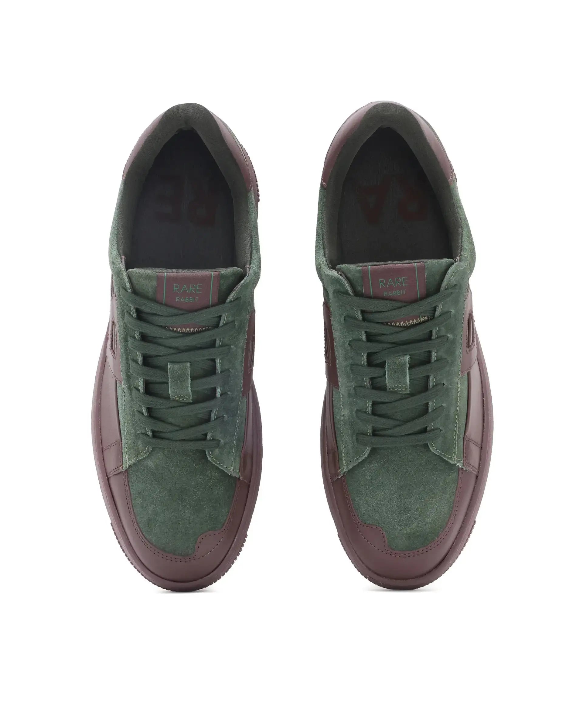 Rare Rabbit Men Terra Brown Genuine Leather And Suede Upper Low-Top Multi Color Lace-Up Shoes