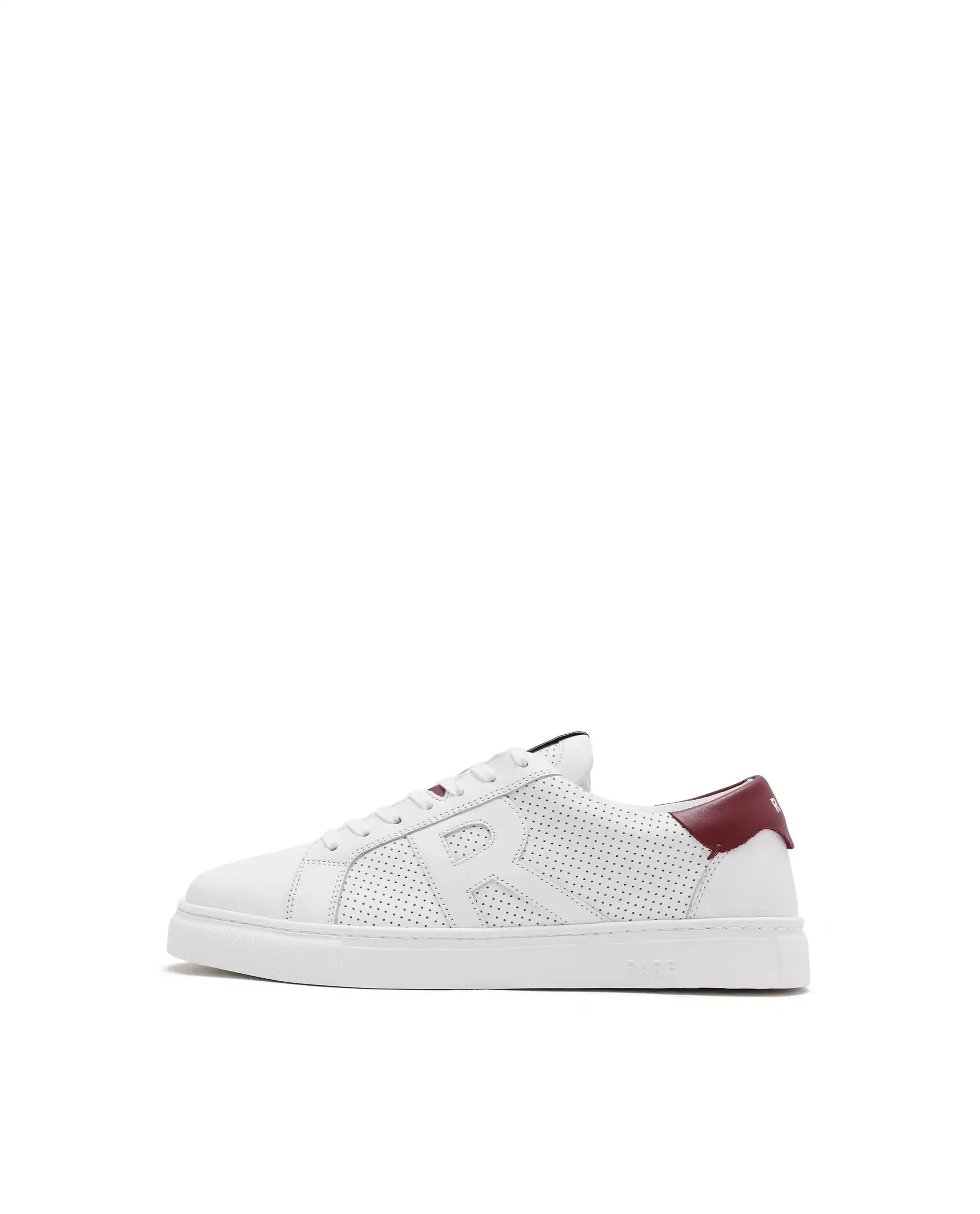 Rare Rabbit Men Umbra White Lace-Up Genuine Leather Low-Top Perforated Shoes