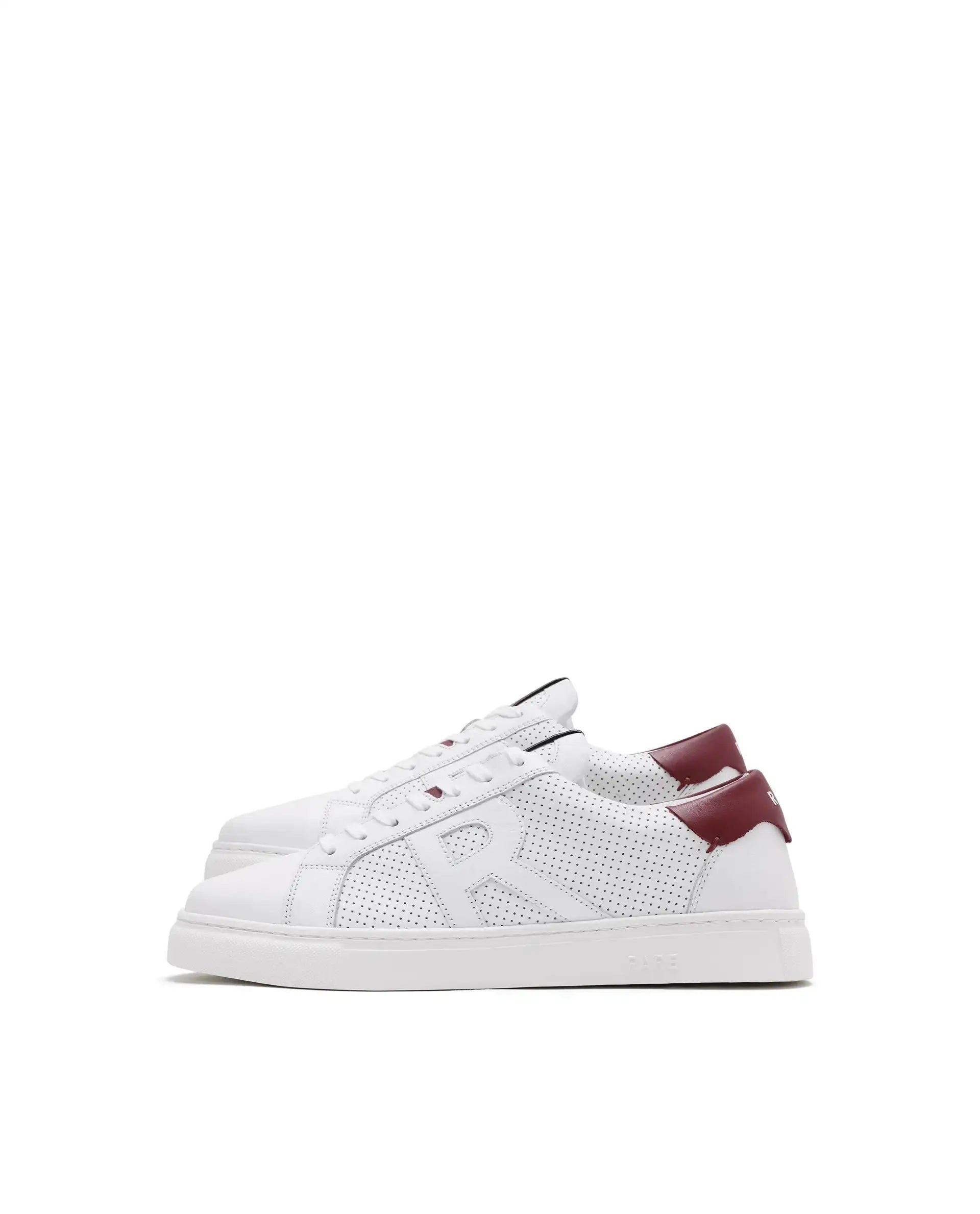 Rare Rabbit Men Umbra White Lace-Up Genuine Leather Low-Top Perforated Shoes