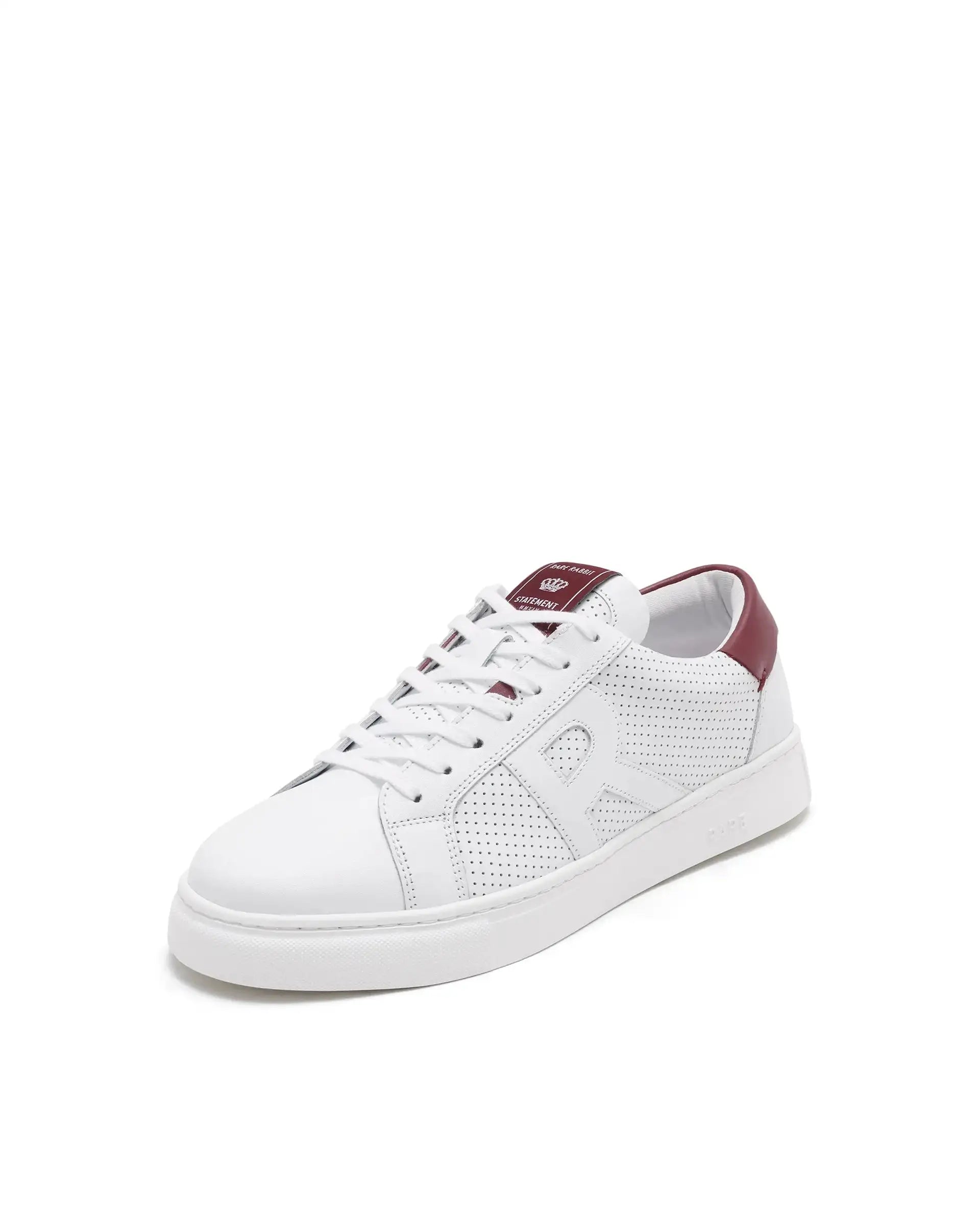 Rare Rabbit Men Umbra White Lace-Up Genuine Leather Low-Top Perforated Shoes