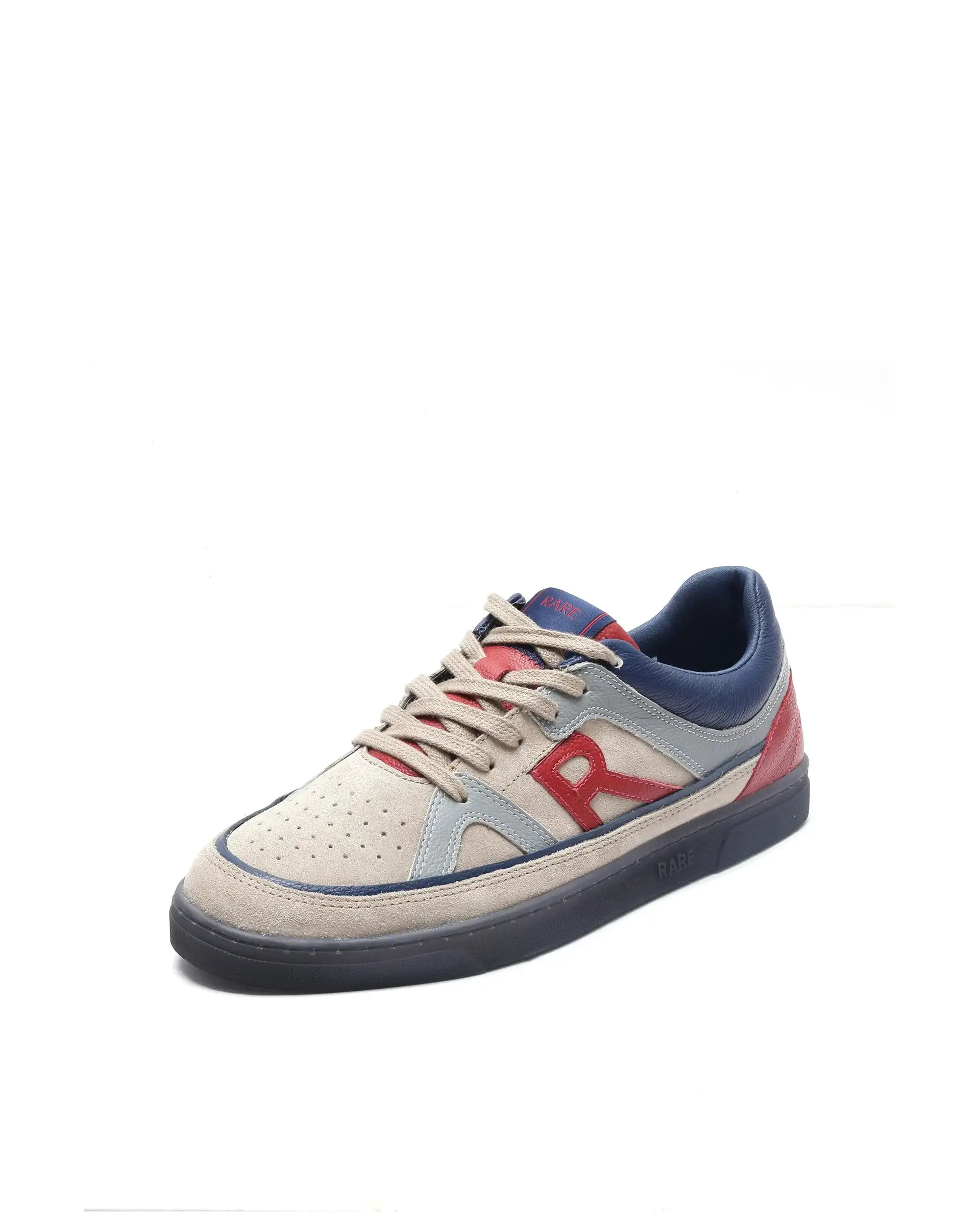 Rare Rabbit Men's Vale Beige Leather Lace-Up Closure Sneaker