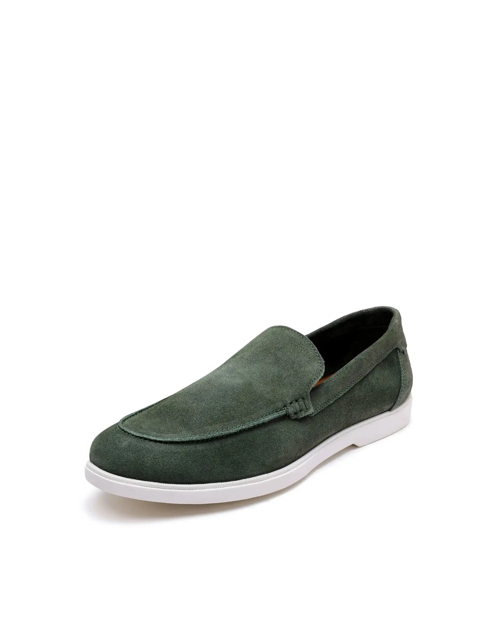 Rare Rabbit Men Velour Sage Green Suede Leather Slip-On Closure Loafer
