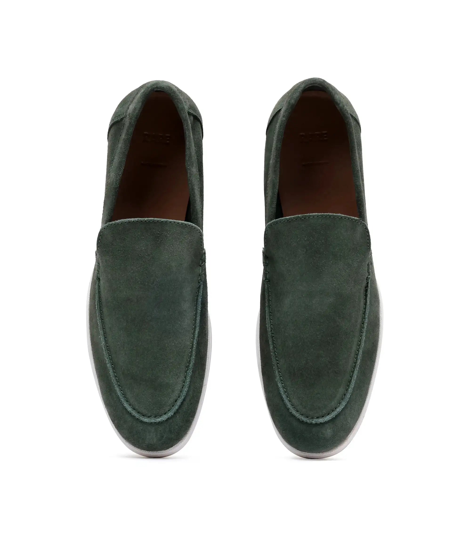 Rare Rabbit Men Velour Sage Green Suede Leather Slip-On Closure Loafer