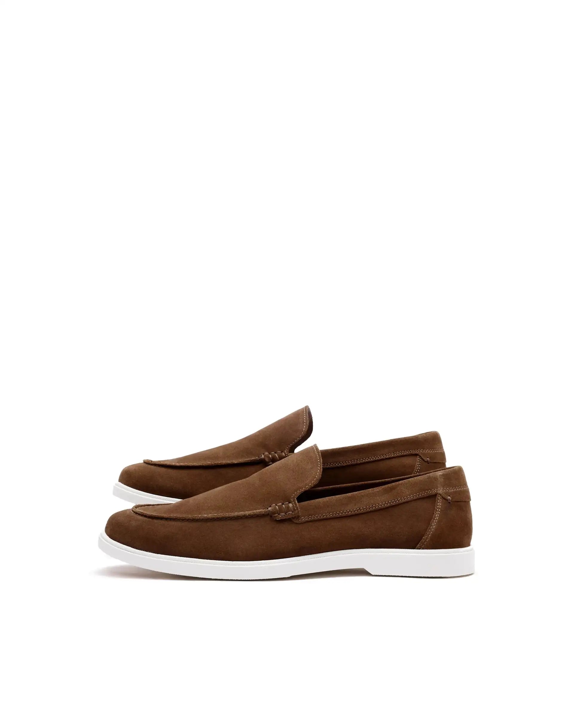 Rare Rabbit Men Velour Tan Suede Leather Slip-On Closure Loafer