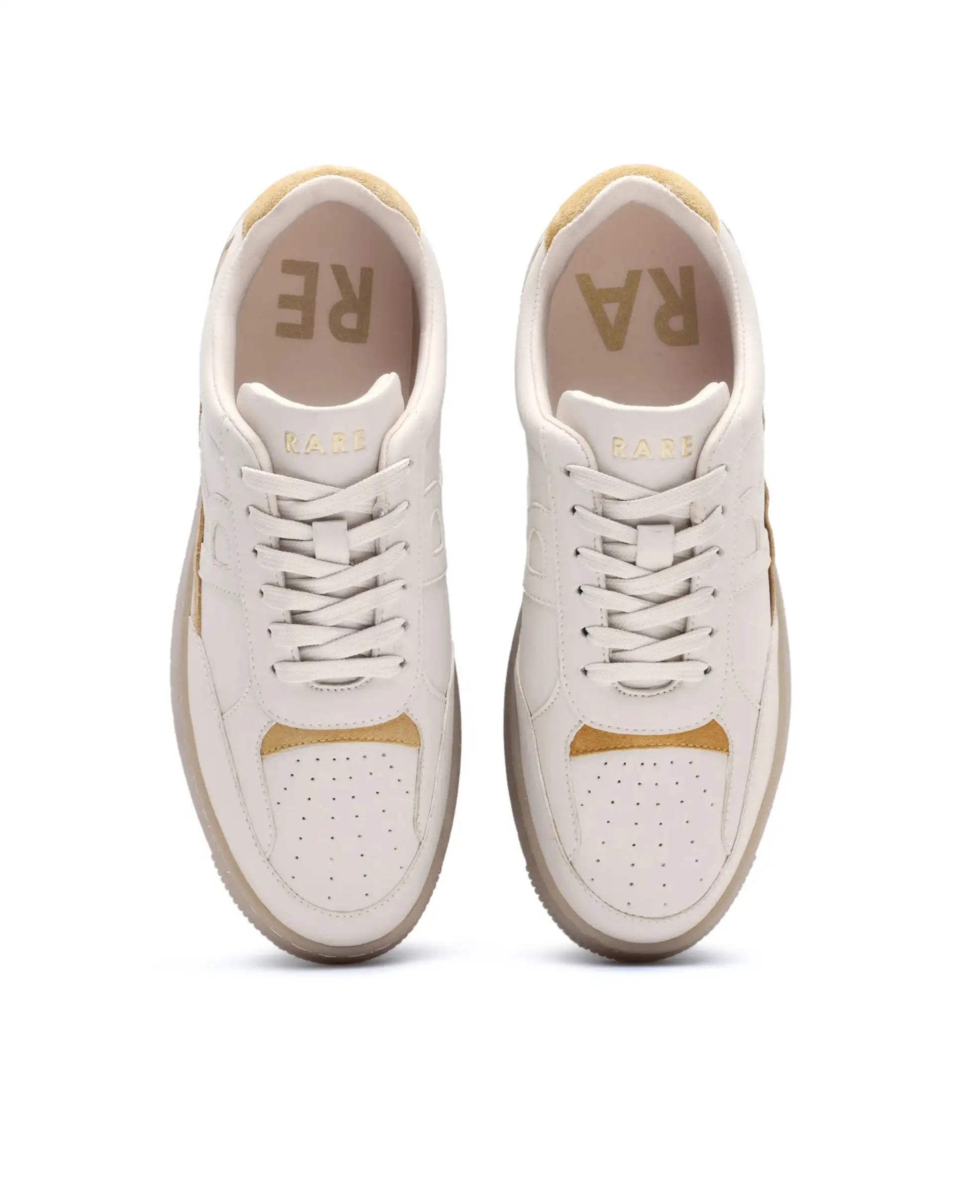 Rare Rabbit Men's Volgo Beige Micro Leather Sneaker