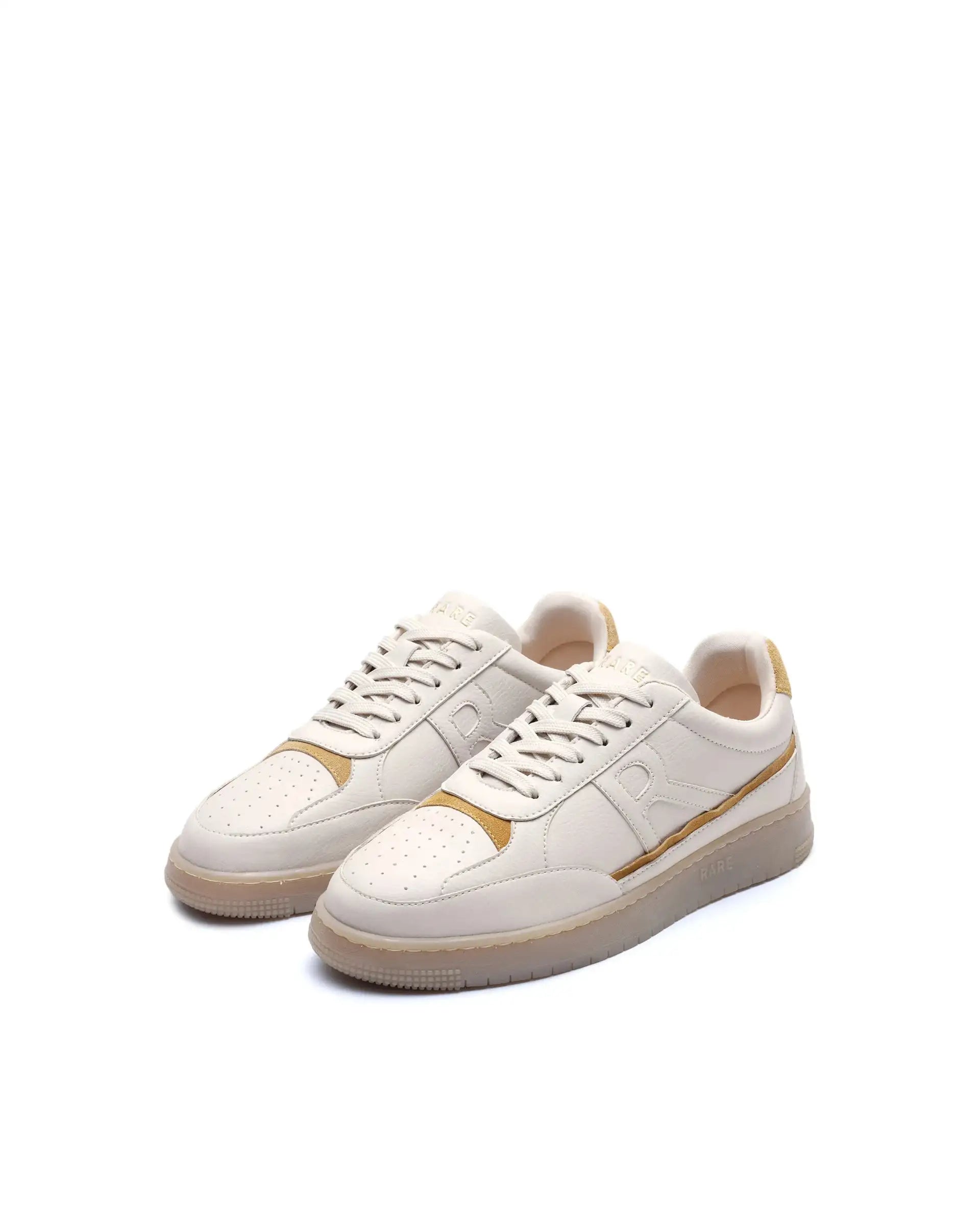 Rare Rabbit Men's Volgo Beige Micro Leather Sneaker