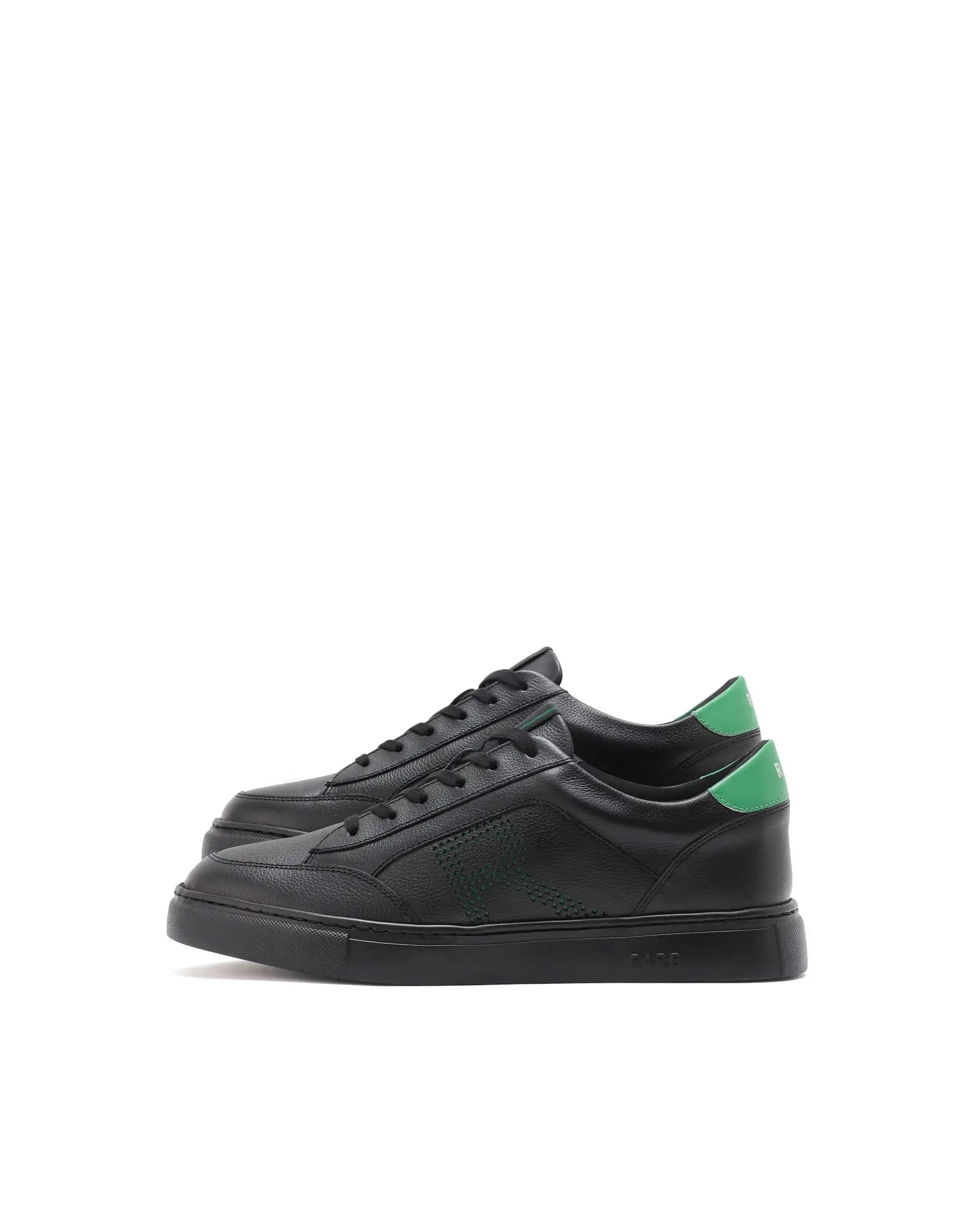 Rare Rabbit Men Vortex Black Low-Top Genuine Leather Lazer Lace-Up Sneaker Shoes