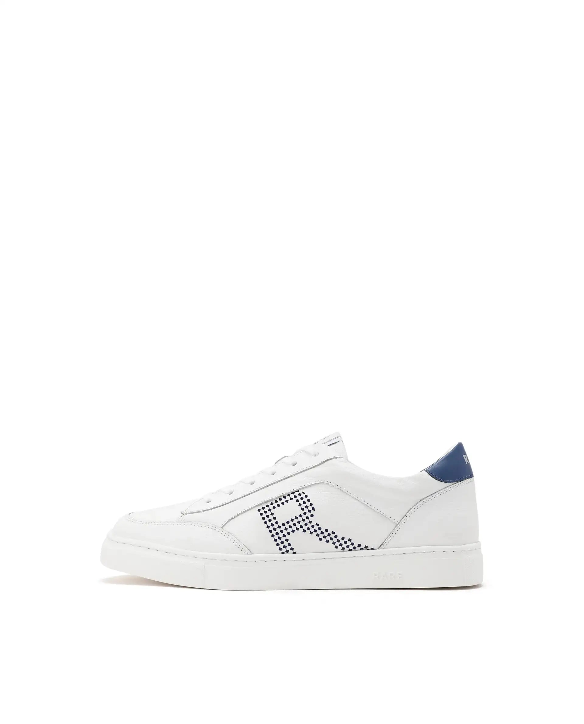 Rare Rabbit Men Vortex White Low-Top Genuine Leather Lazer Lace-Up Sneaker Shoes