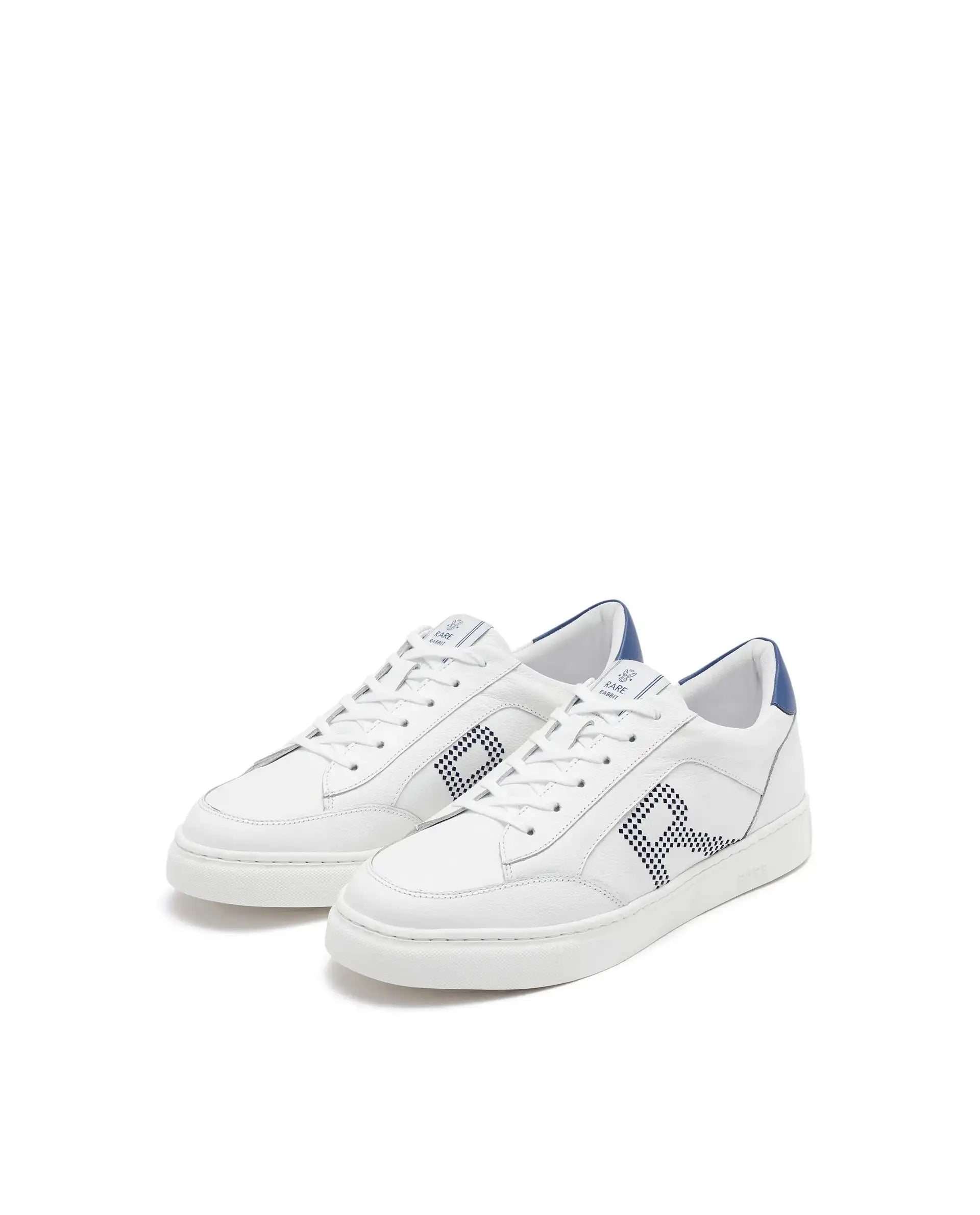 Rare Rabbit Men Vortex White Low-Top Genuine Leather Lazer Lace-Up Sneaker Shoes
