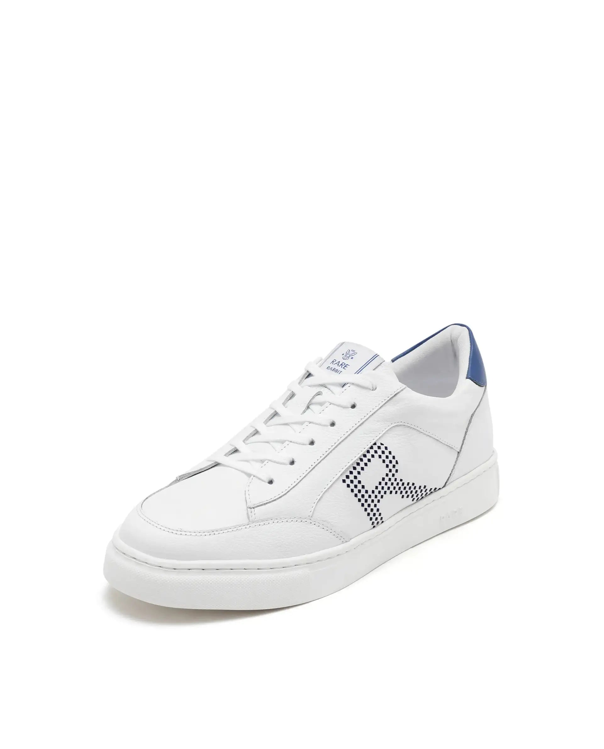 Rare Rabbit Men Vortex White Low-Top Genuine Leather Lazer Lace-Up Sneaker Shoes