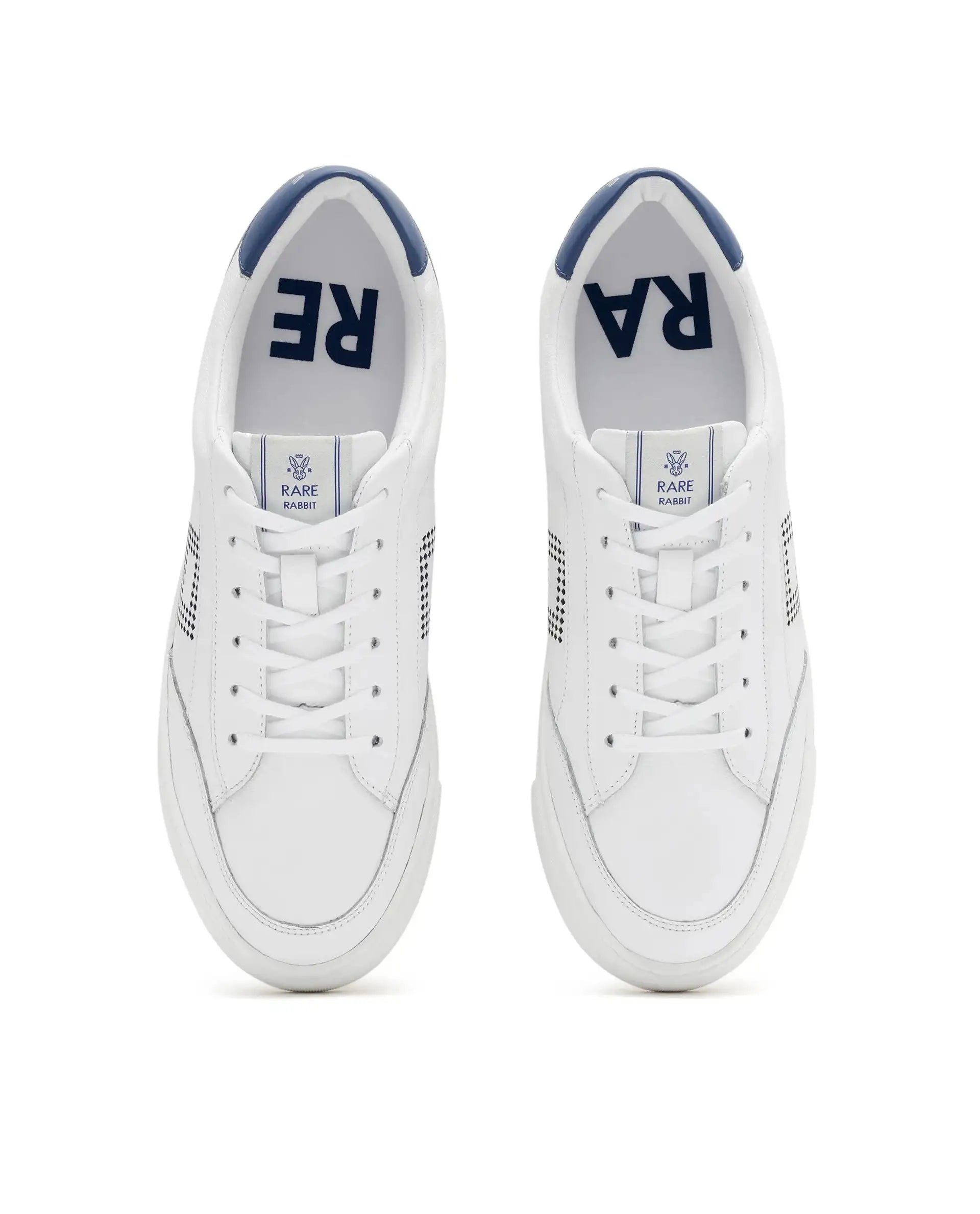 Rare Rabbit Men Vortex White Low-Top Genuine Leather Lazer Lace-Up Sneaker Shoes