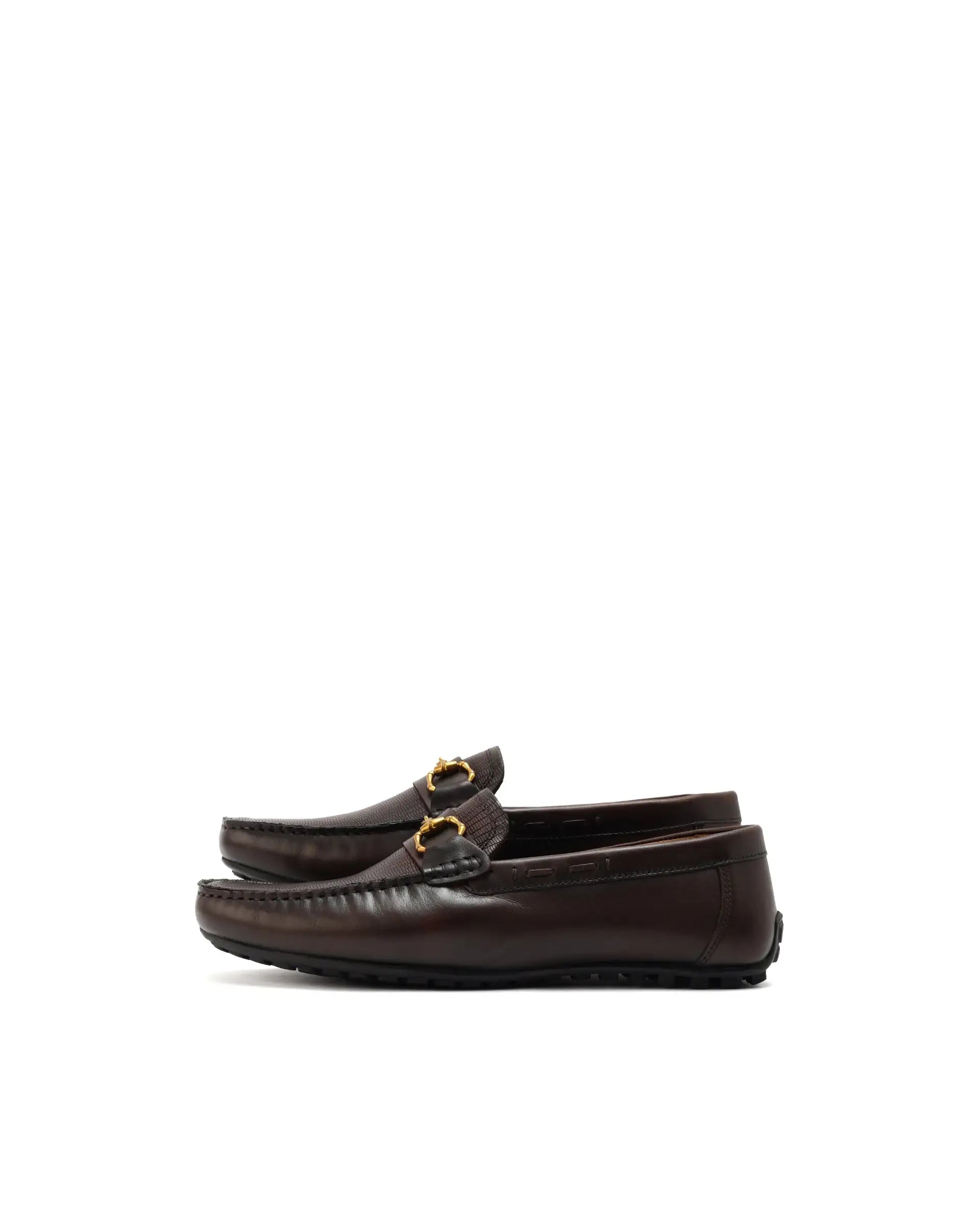 Rare Rabbit Men's Wave Pro Brown Genuine Leather Plated Slip-On Driving Moccasins