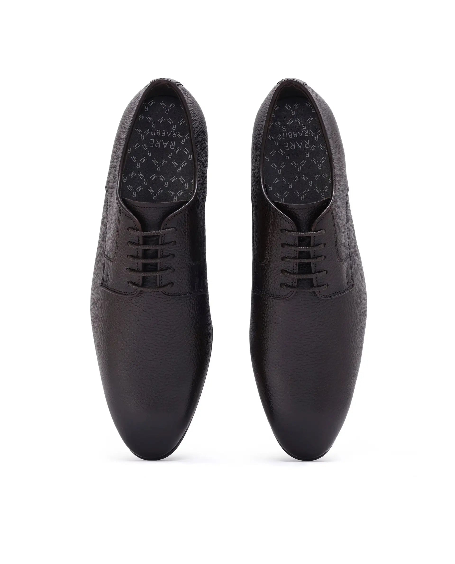 Rare Rabbit Men Wolve Brown Milled Leather Derby Style Lace-Up Formal Shoes