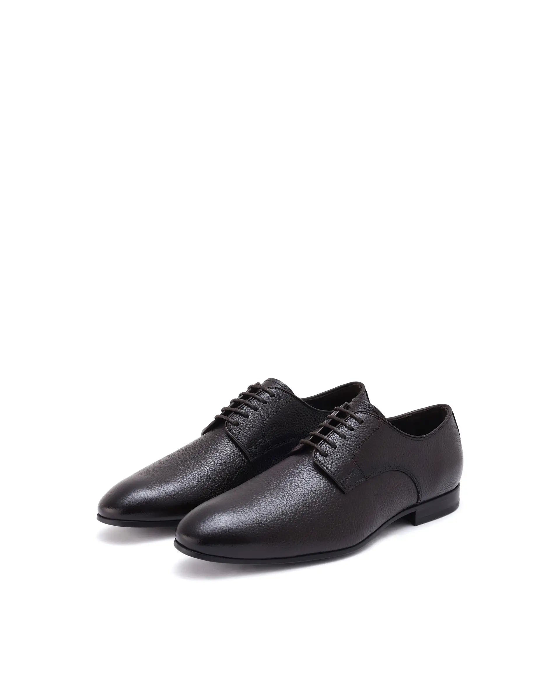 Rare Rabbit Men Wolve Brown Milled Leather Derby Style Lace-Up Formal Shoes