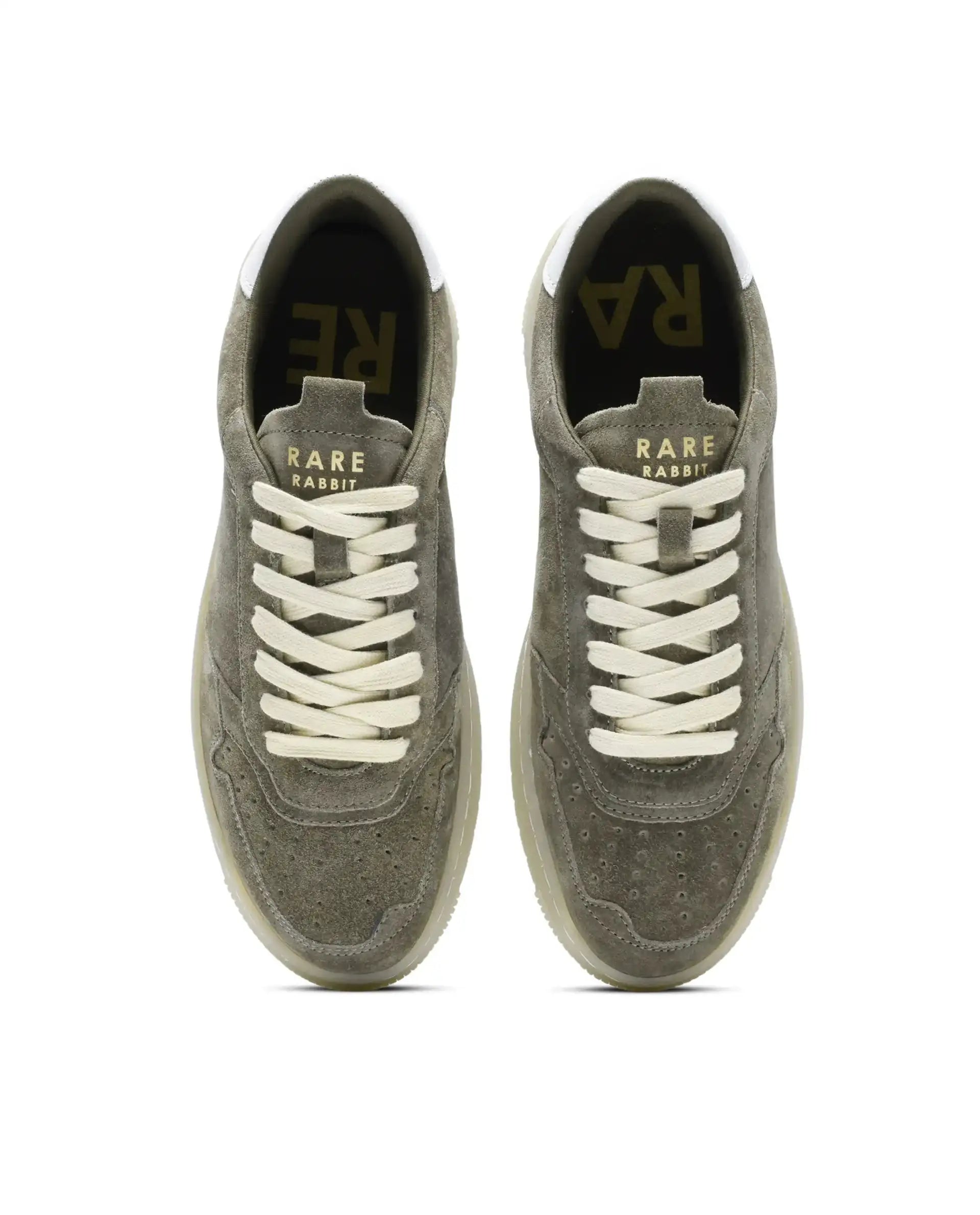 Rare Rabbit Men's Woolton-2 Olive Leather Lace-Up Closure Sneaker